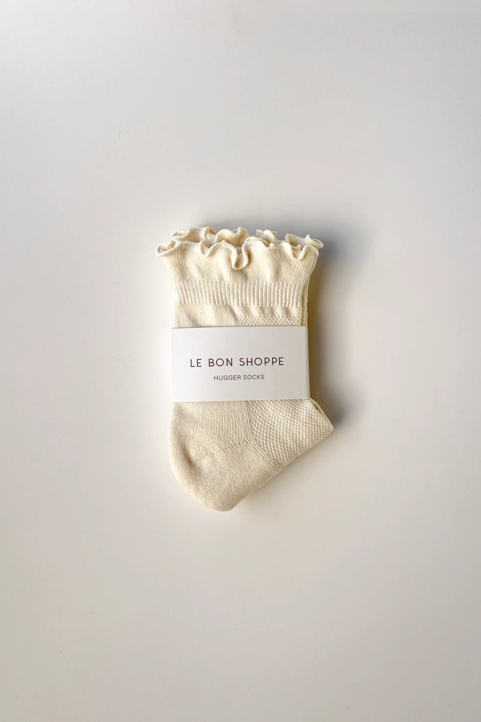 Le Bon Shoppe Ruffled Hugger Crew Socks Vanilla/Red