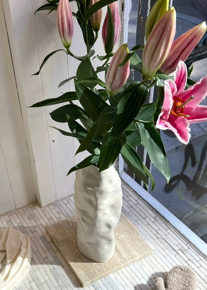 Tall Crinkle Stoneware Vase