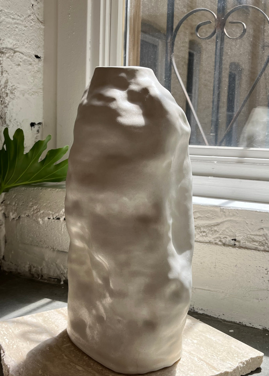 Tall Crinkle Stoneware Vase