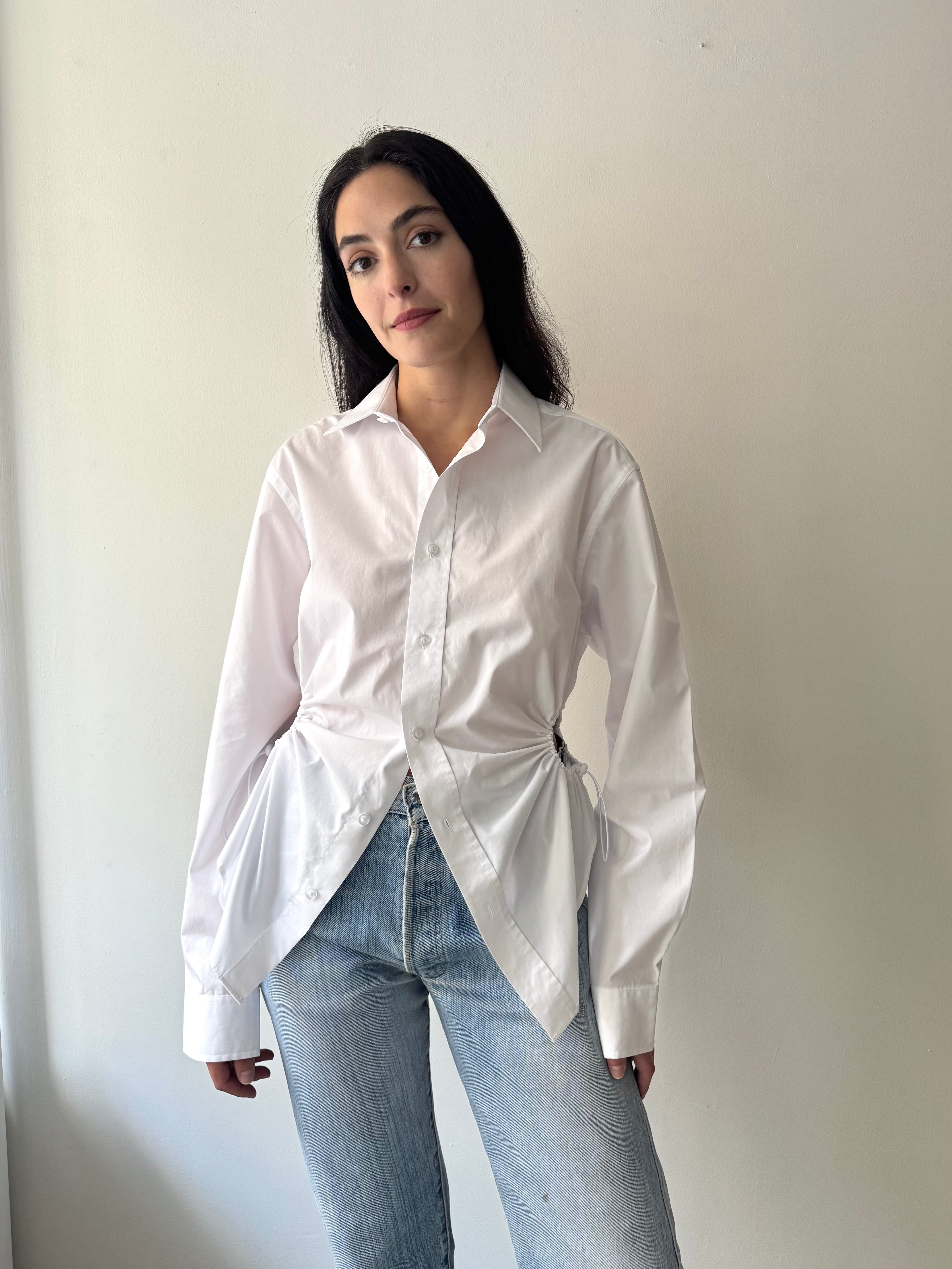 Nena Hansen Black & White Pinstripe Bungee Shirt M