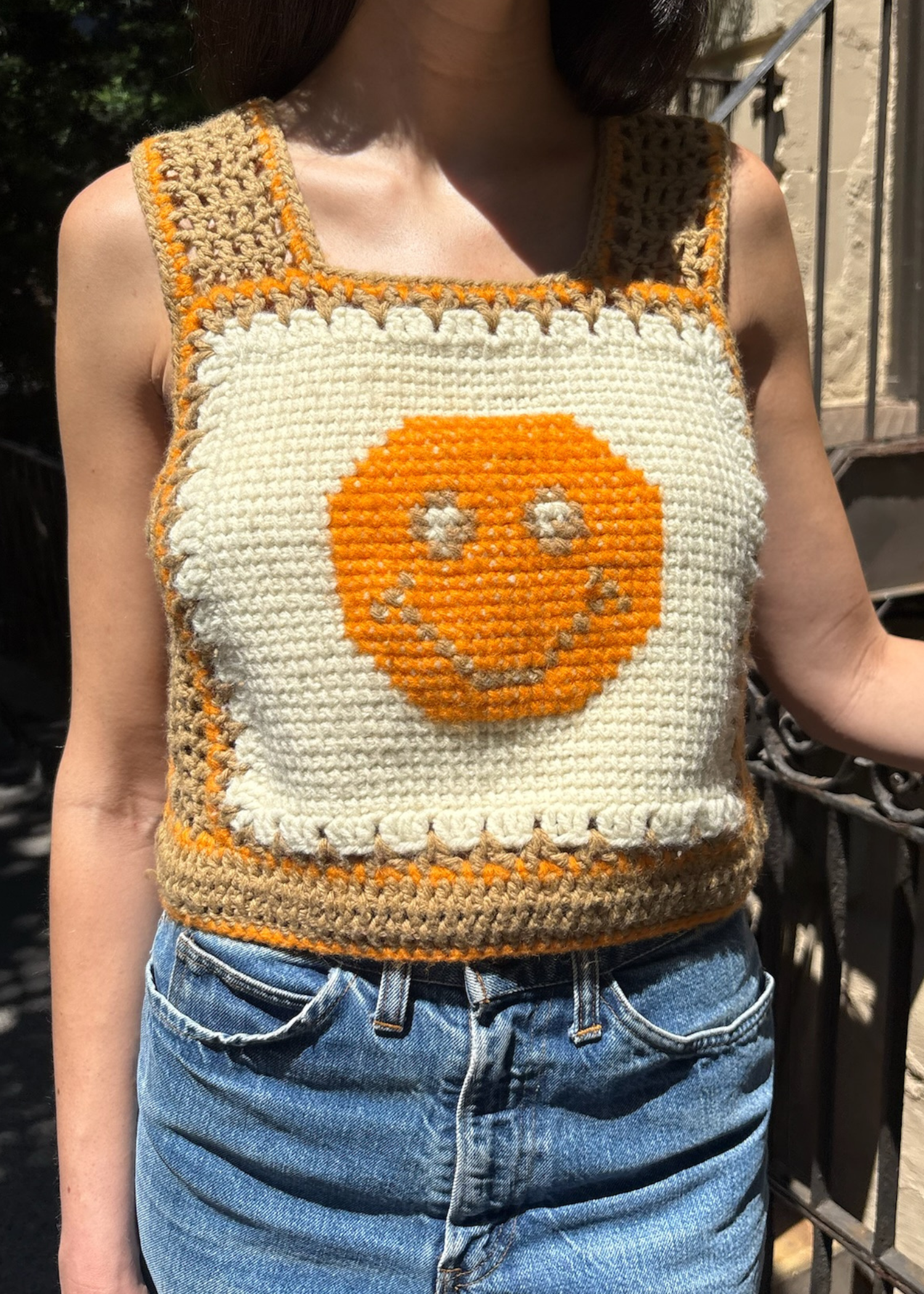 Vintage Crochet Smiley Tank