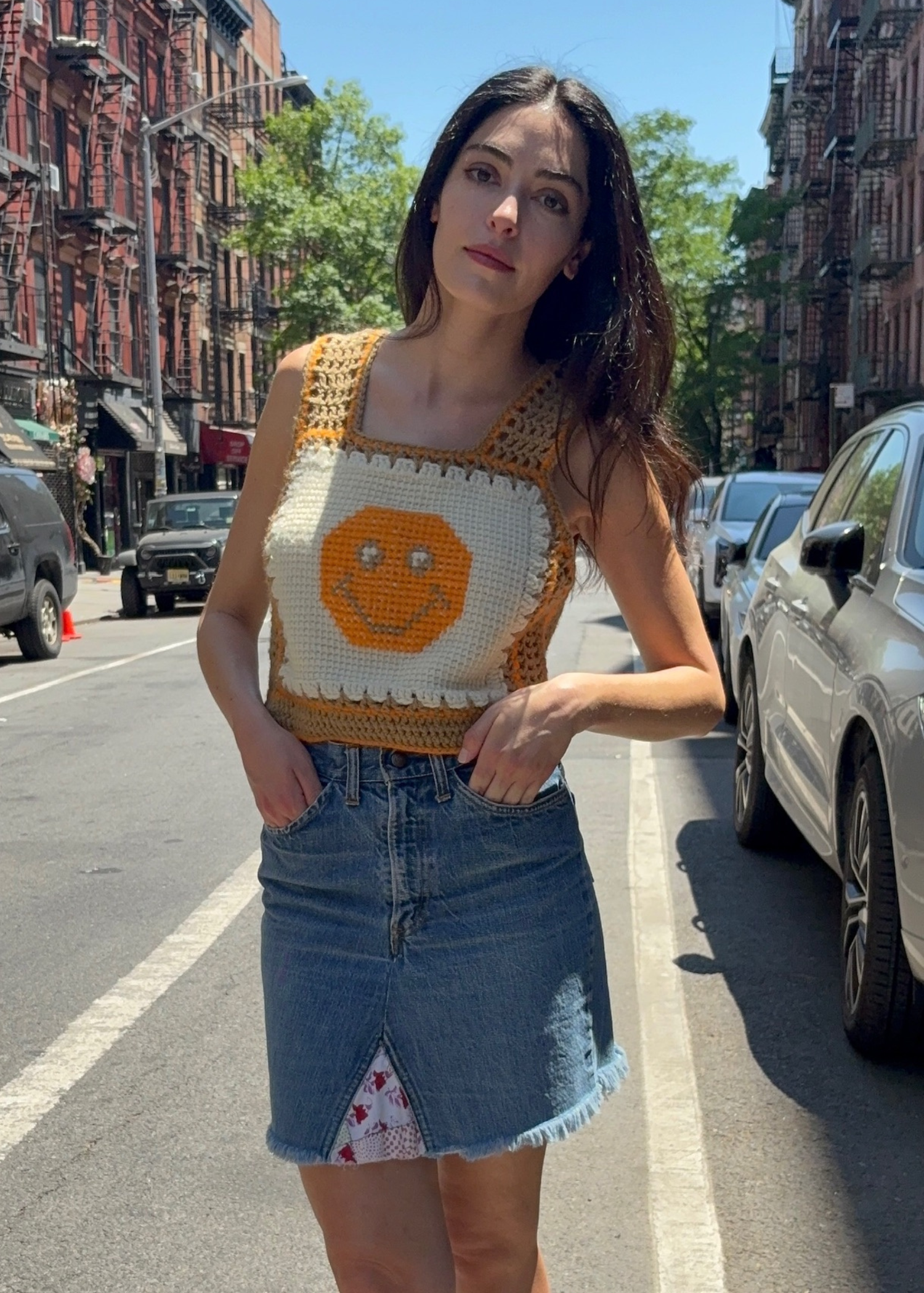 Vintage Crochet Smiley Tank