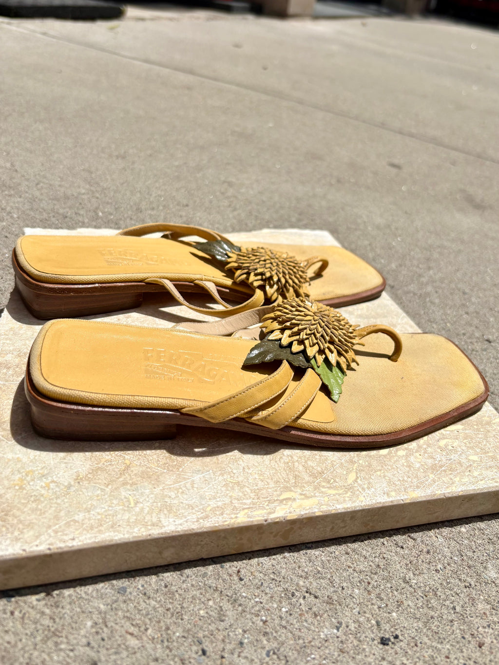 Vintage Ferragamo Flower Sandals