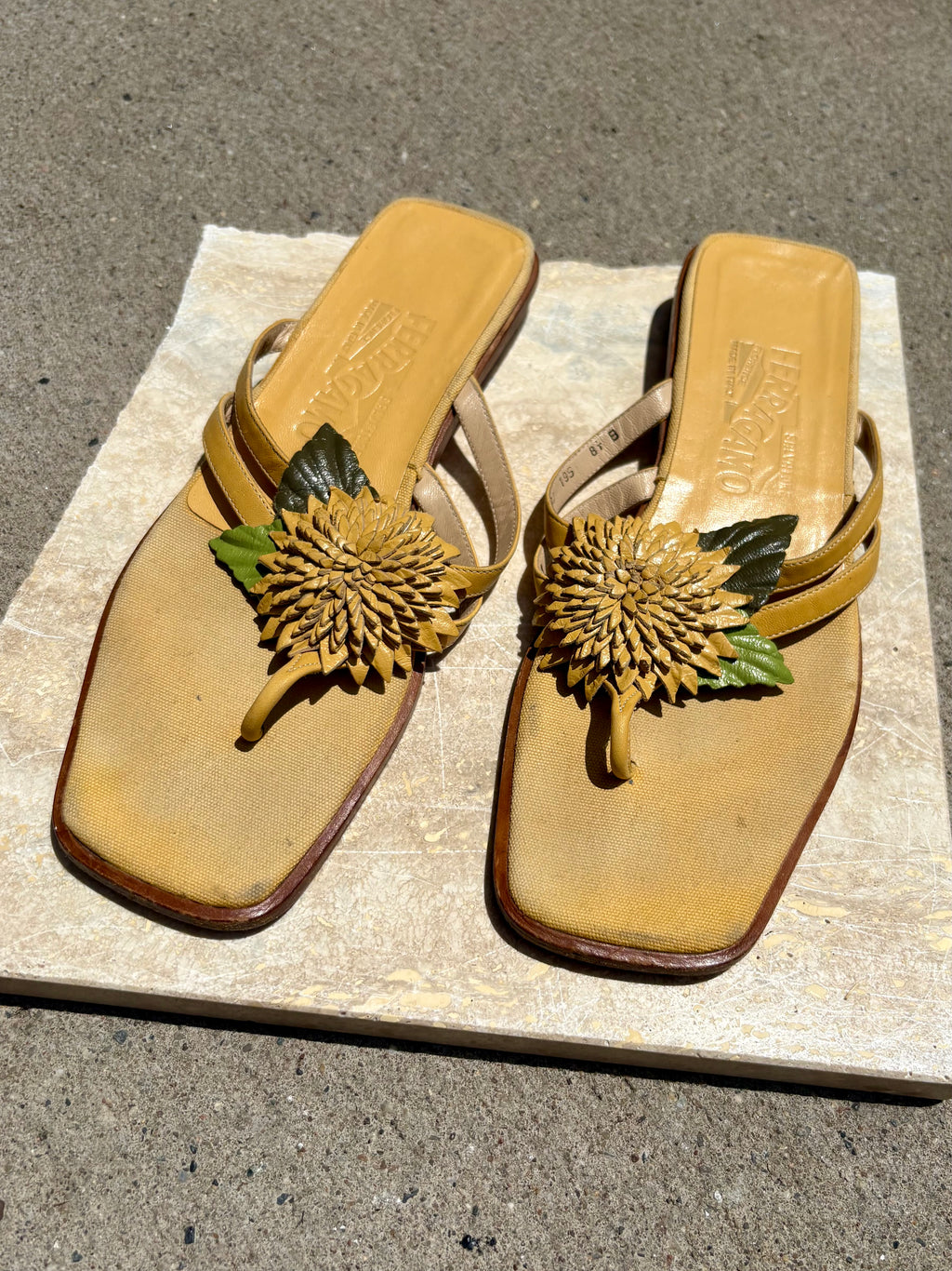 Vintage Ferragamo Flower Sandals