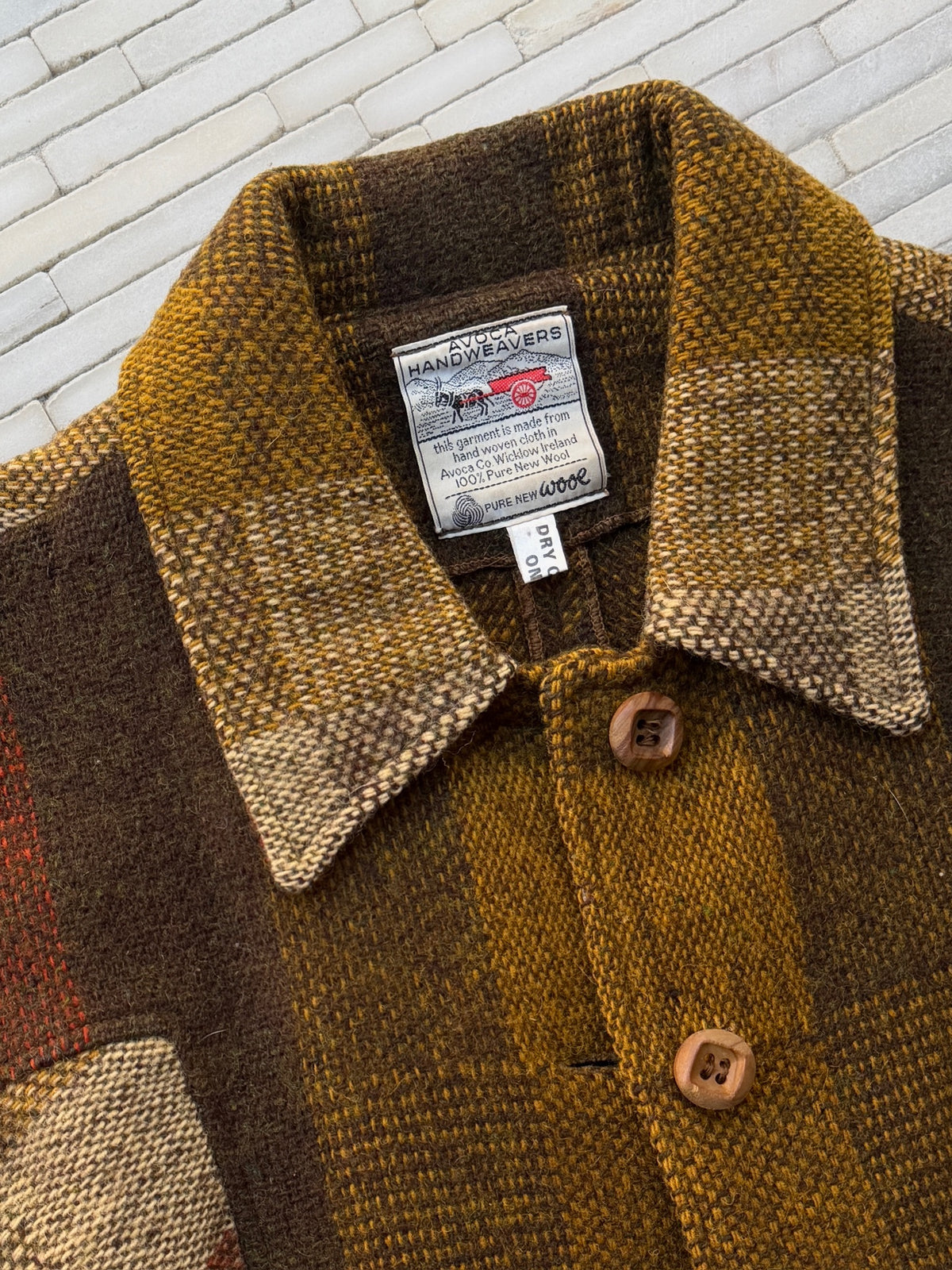 1970s Handwoven Plaid Wool Coat