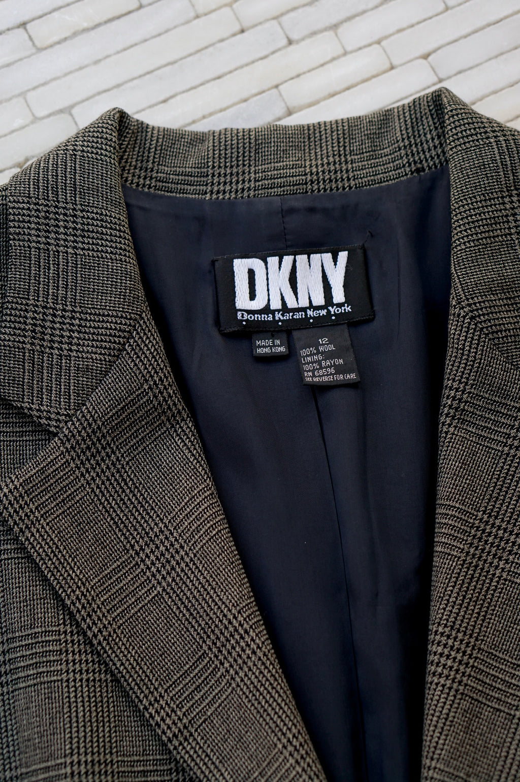 DKNY Plaid Wool Blazer