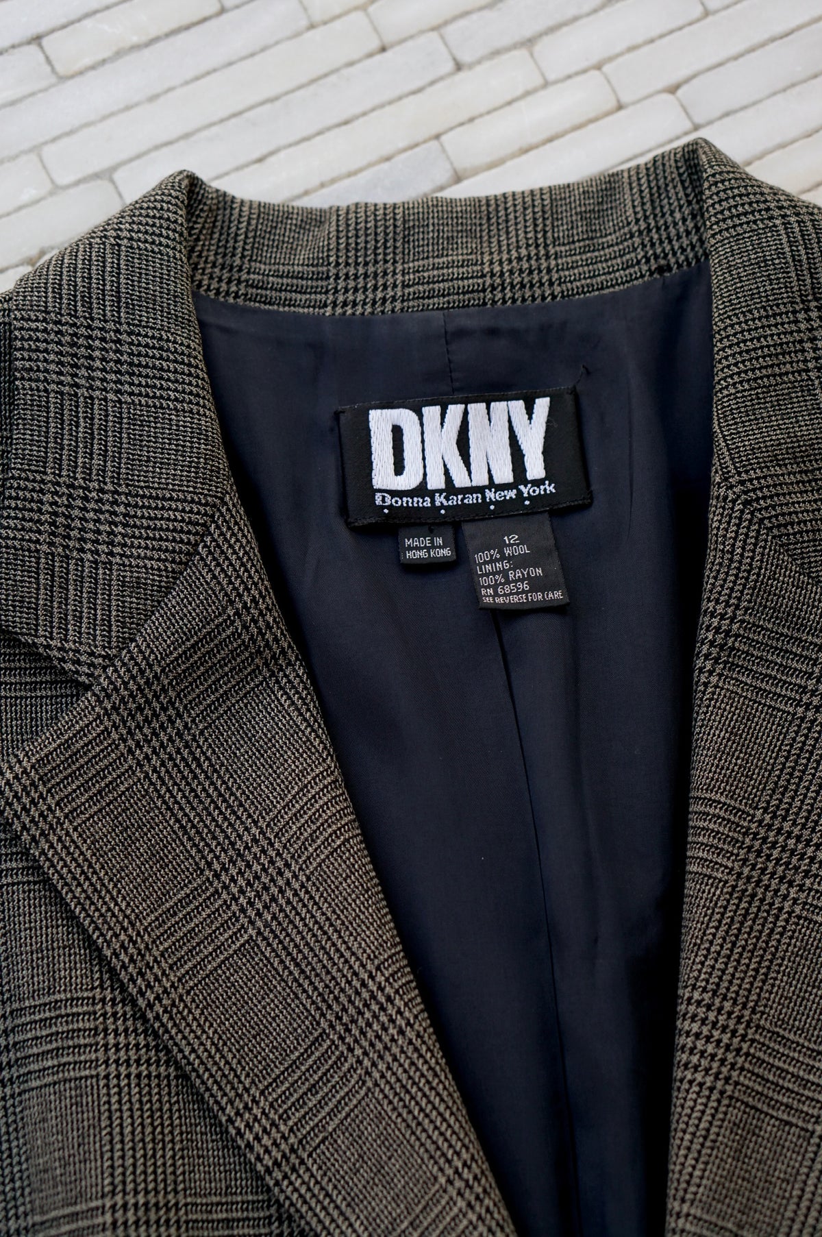 DKNY Plaid Wool Blazer