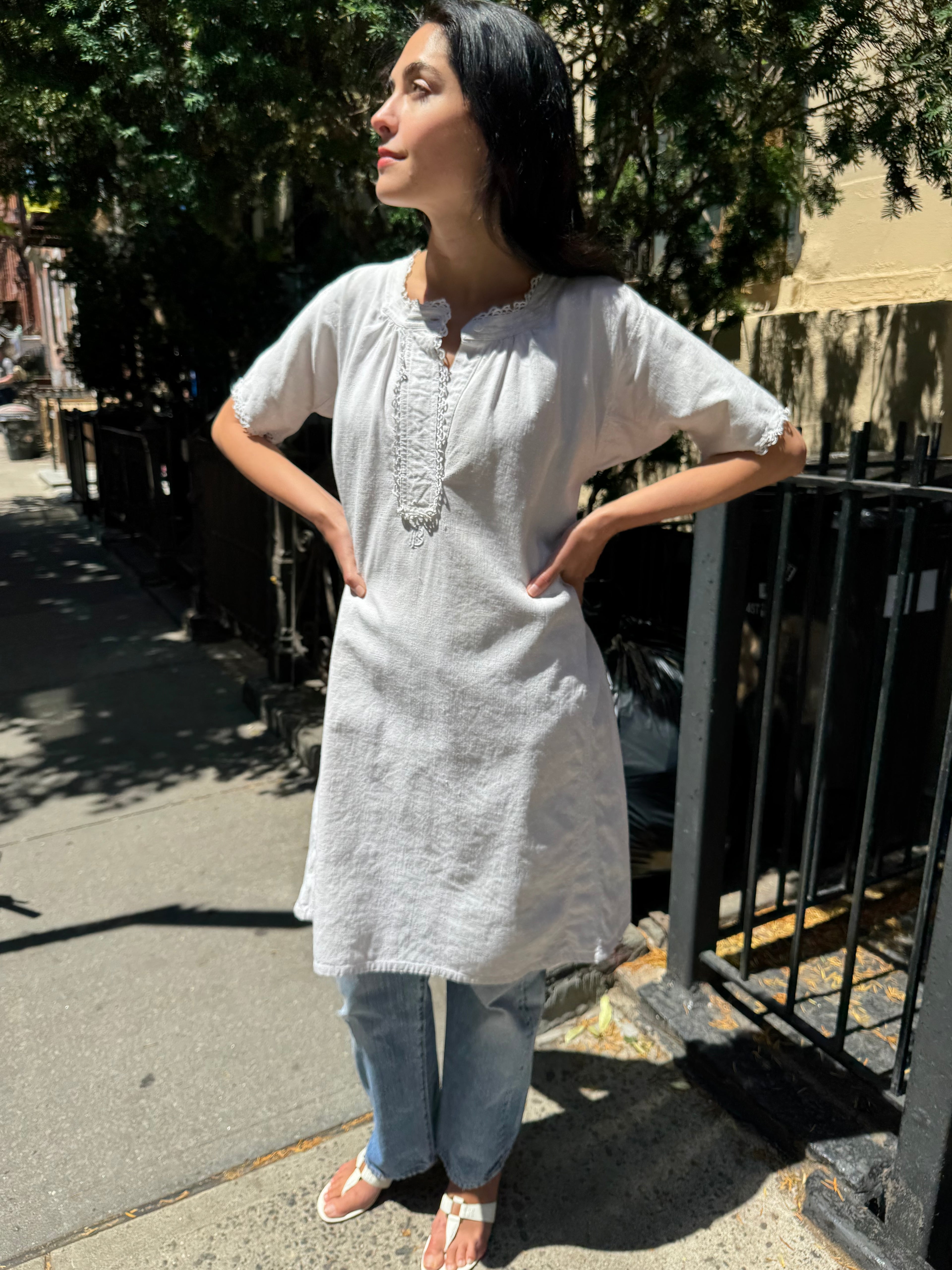 French Linen Early 1900s Dress