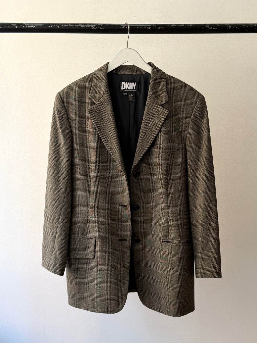 DKNY Plaid Wool Blazer