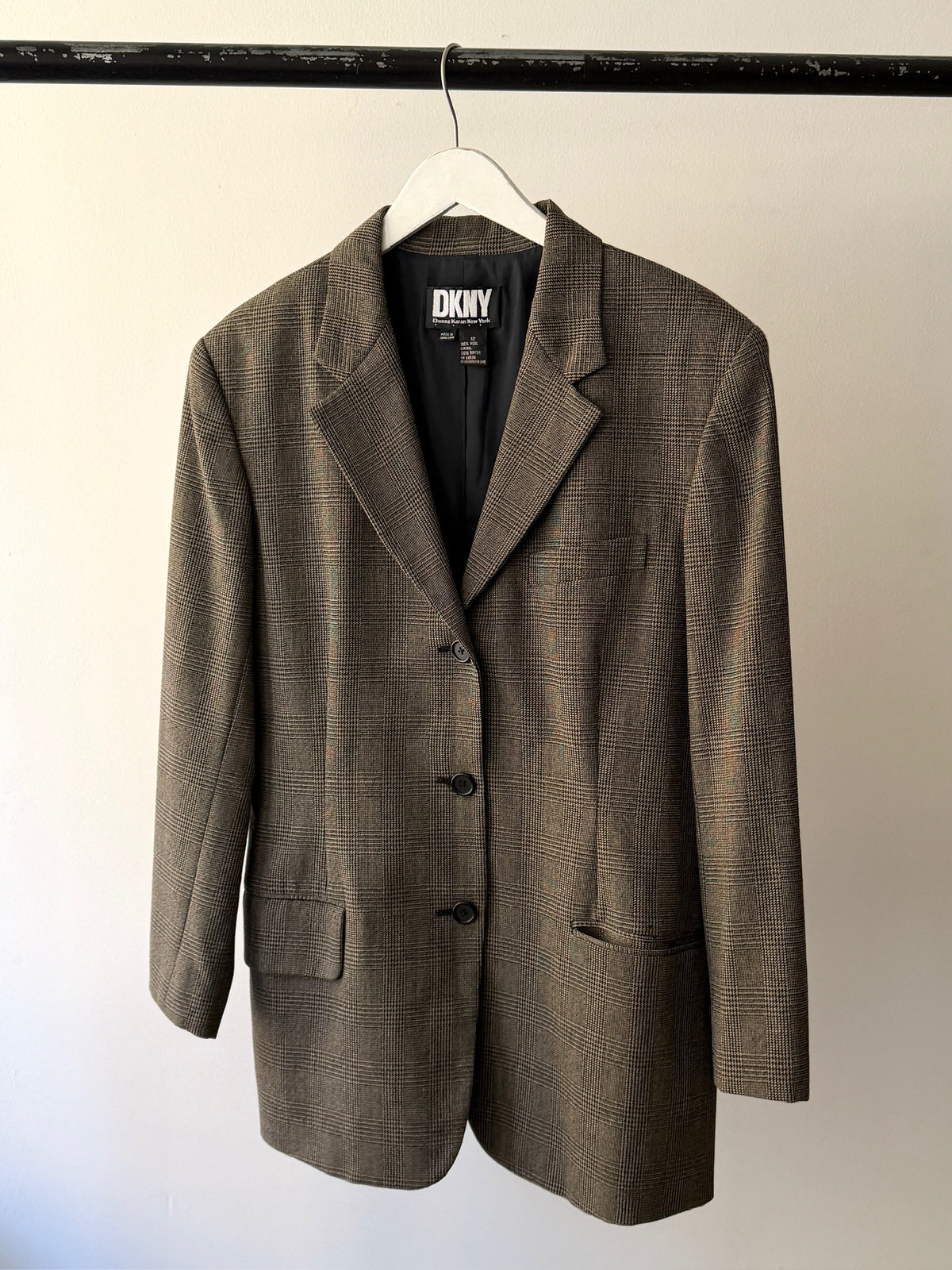DKNY Plaid Wool Blazer