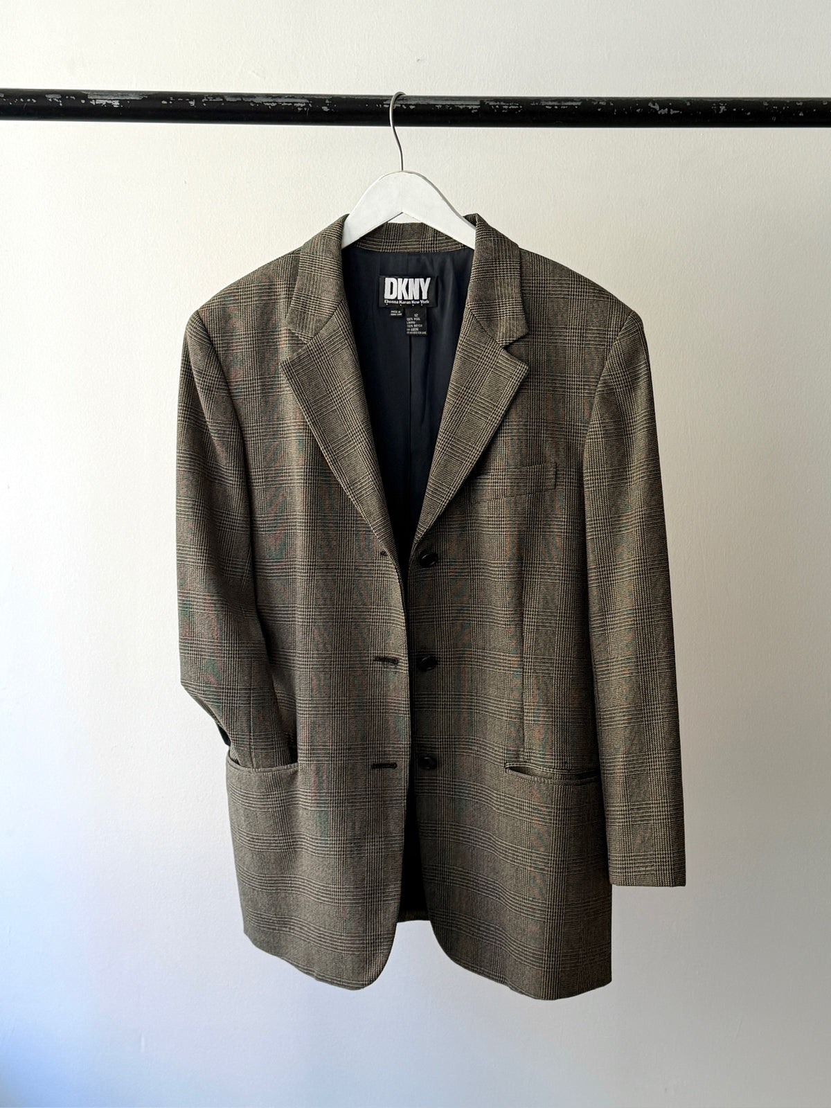 DKNY Plaid Wool Blazer