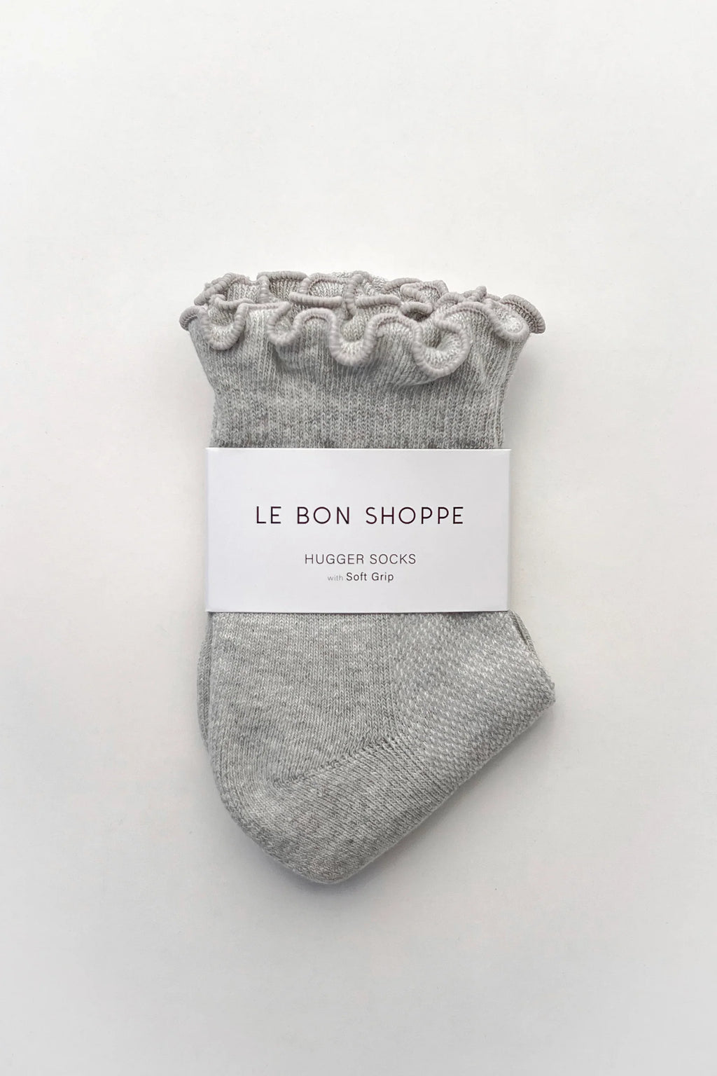 Le Bon Shoppe Ruffled Hugger Crew Socks Grey/Red