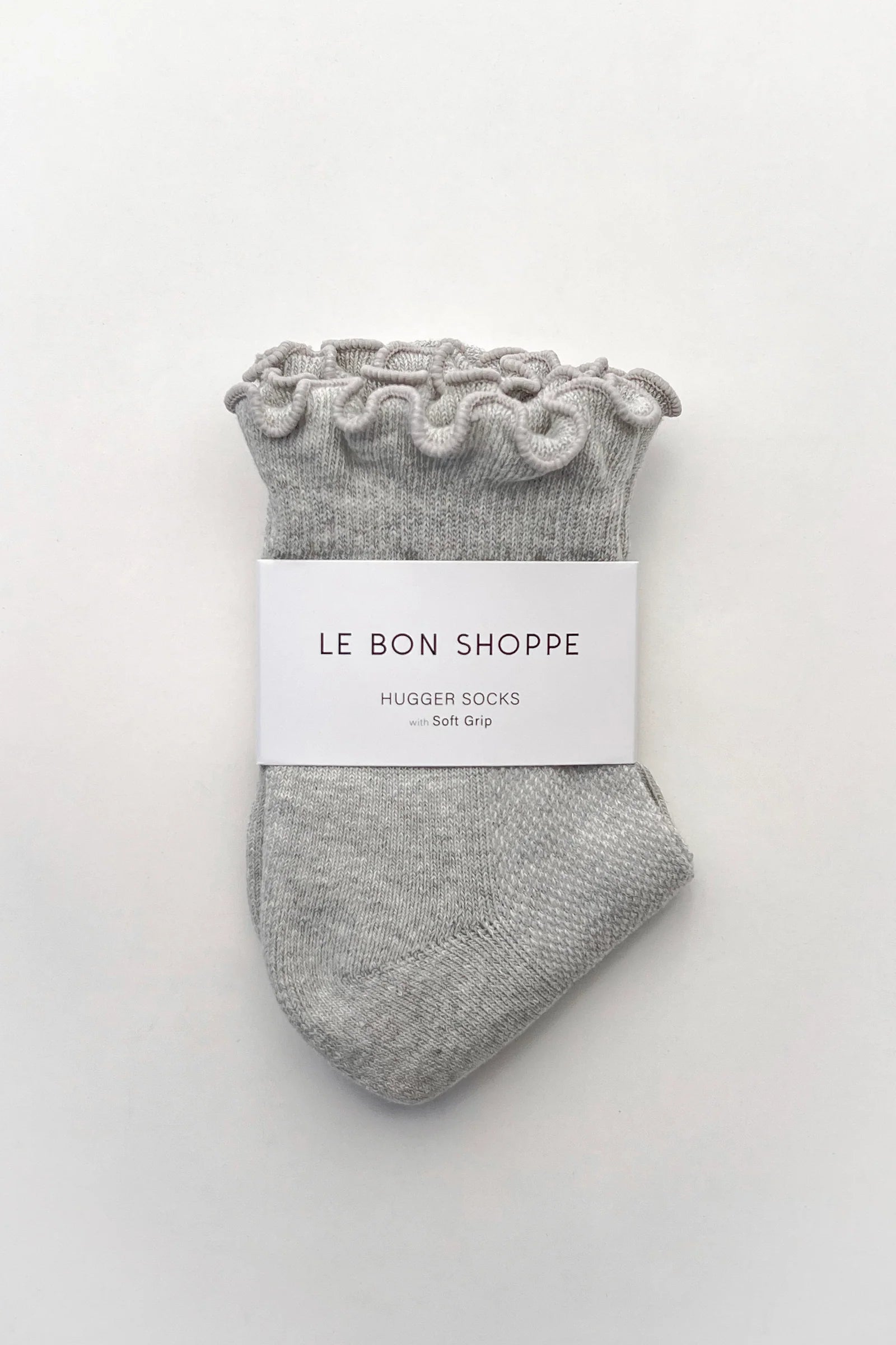 Le Bon Shoppe Ruffled Hugger Crew Socks Grey/Red