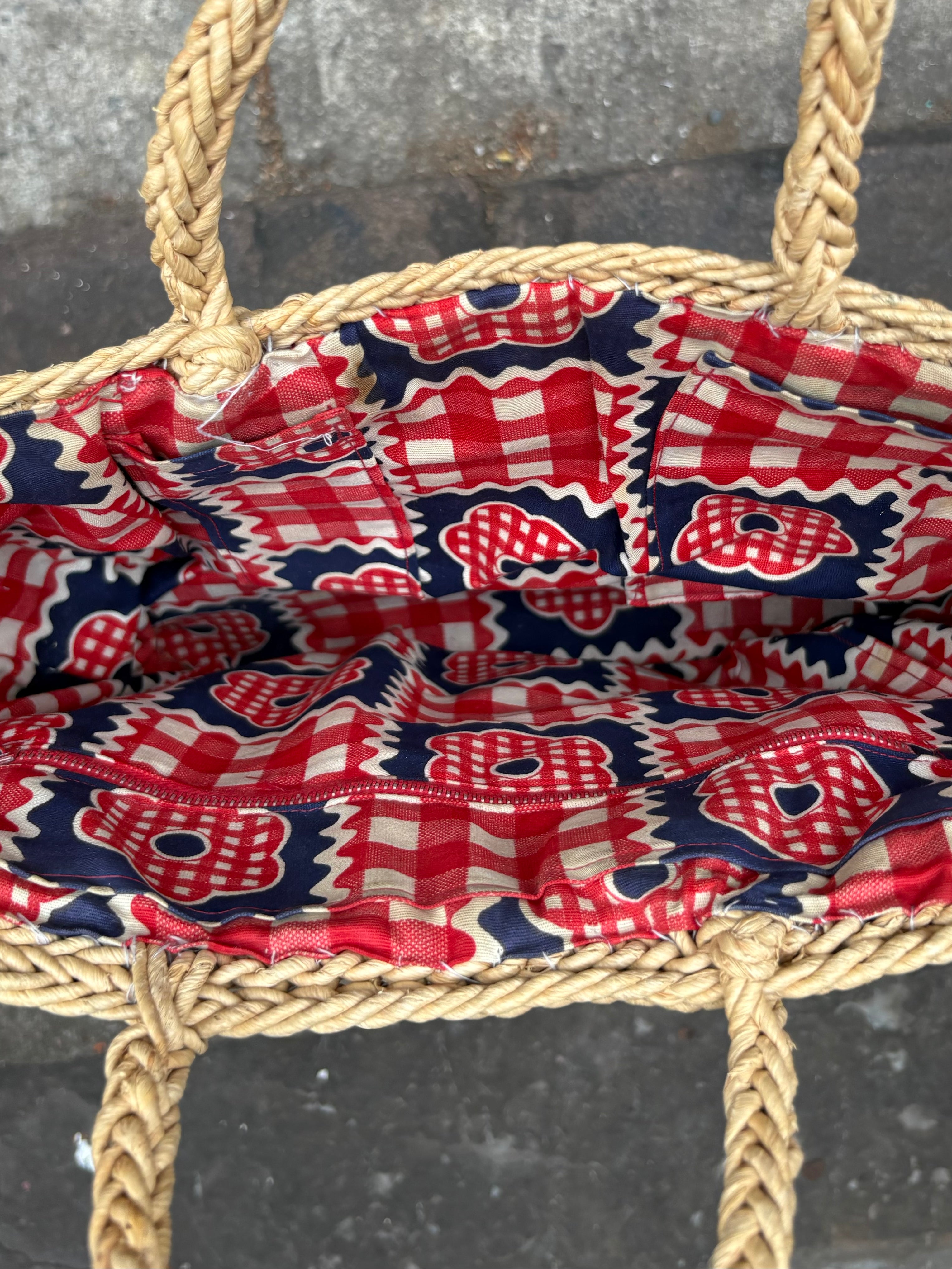 1970s Handwoven Basket Tote