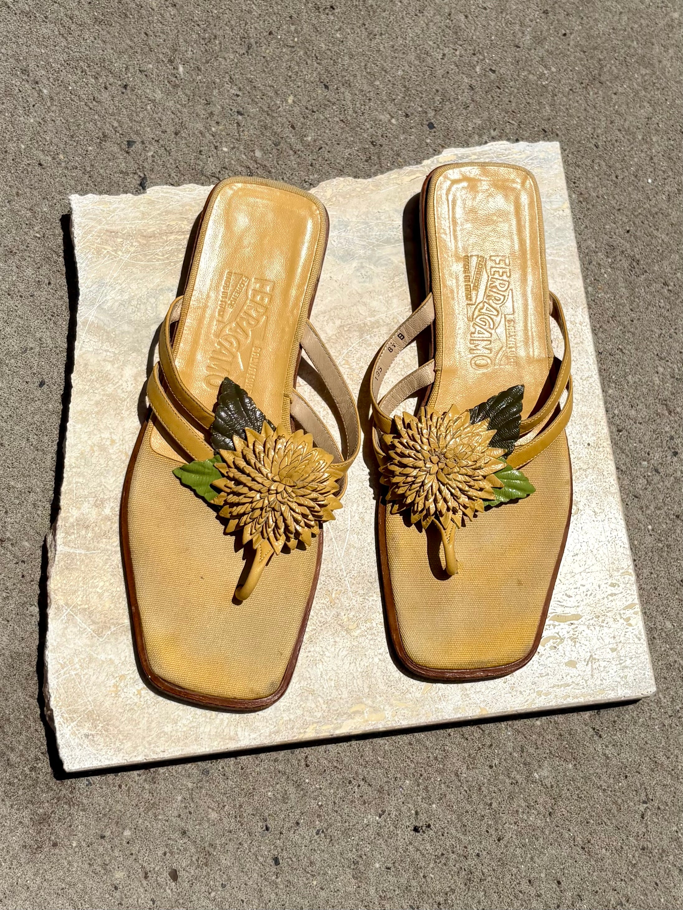 Vintage Ferragamo Flower Sandals