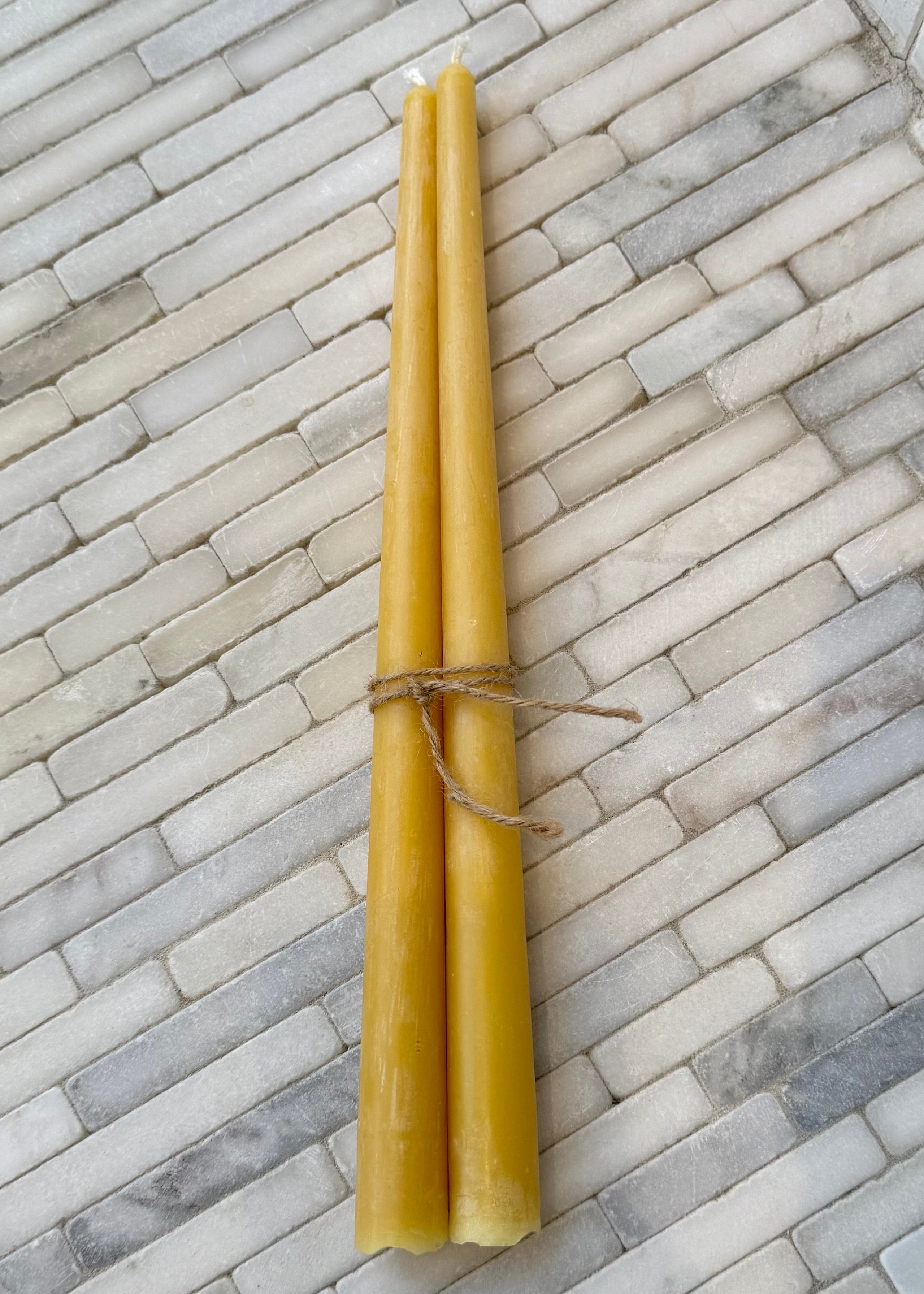Beeswax Candlesticks Tapers 12” Set of 2