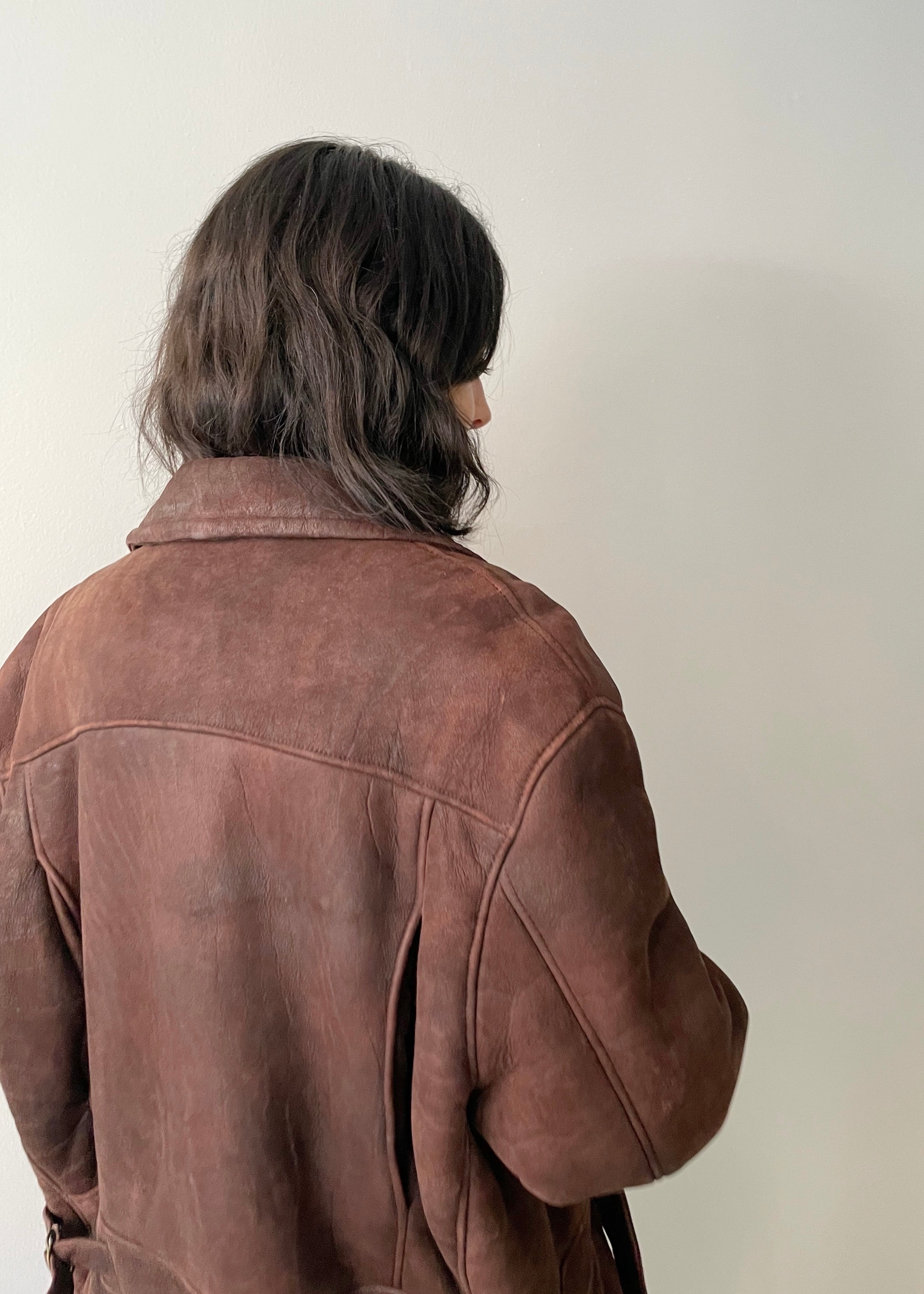 Vintage Armani Leather Shearling Coat