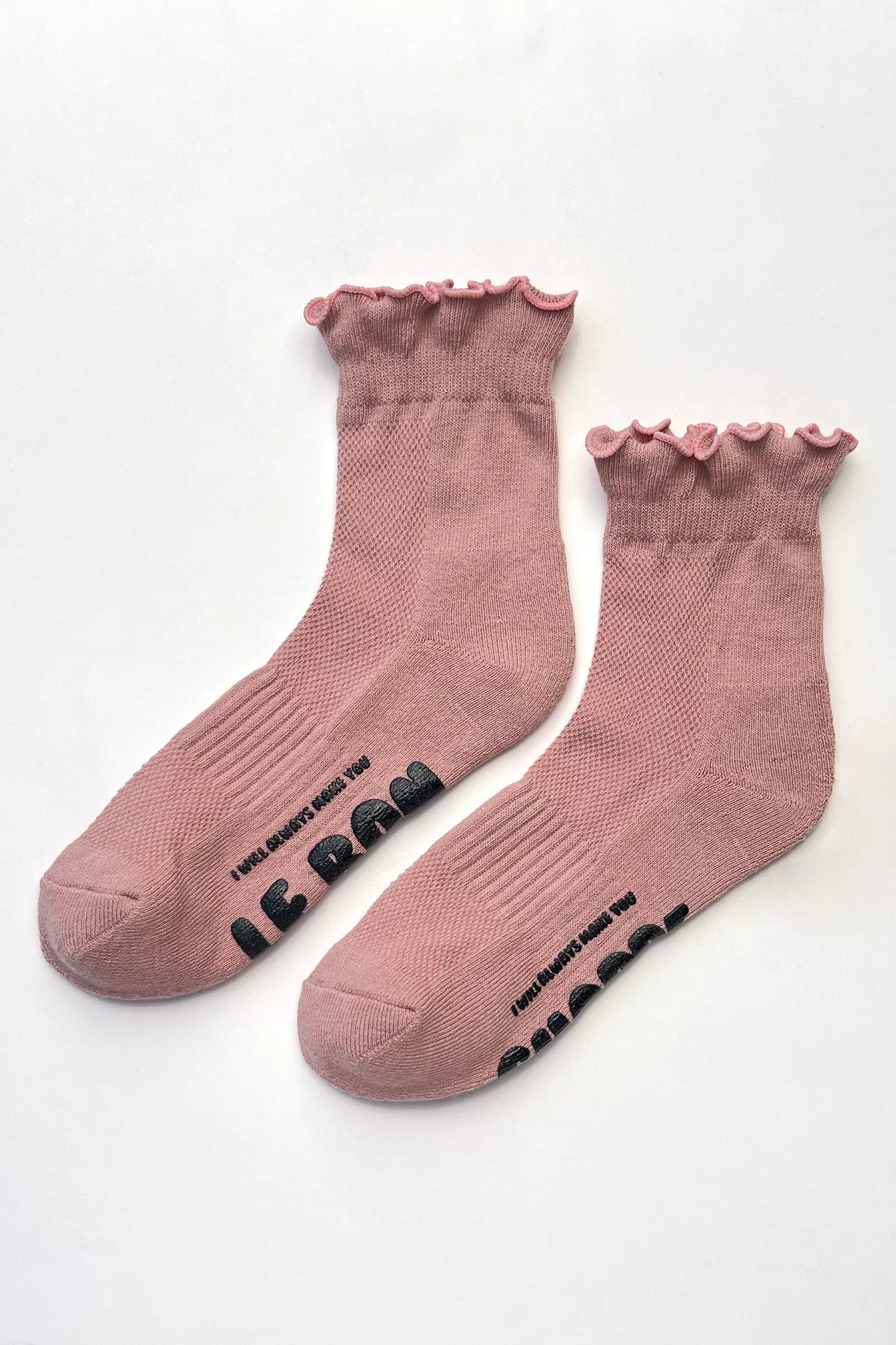 Le Bon Shoppe Ruffled Hugger Crew Socks Vintage Pink/Black