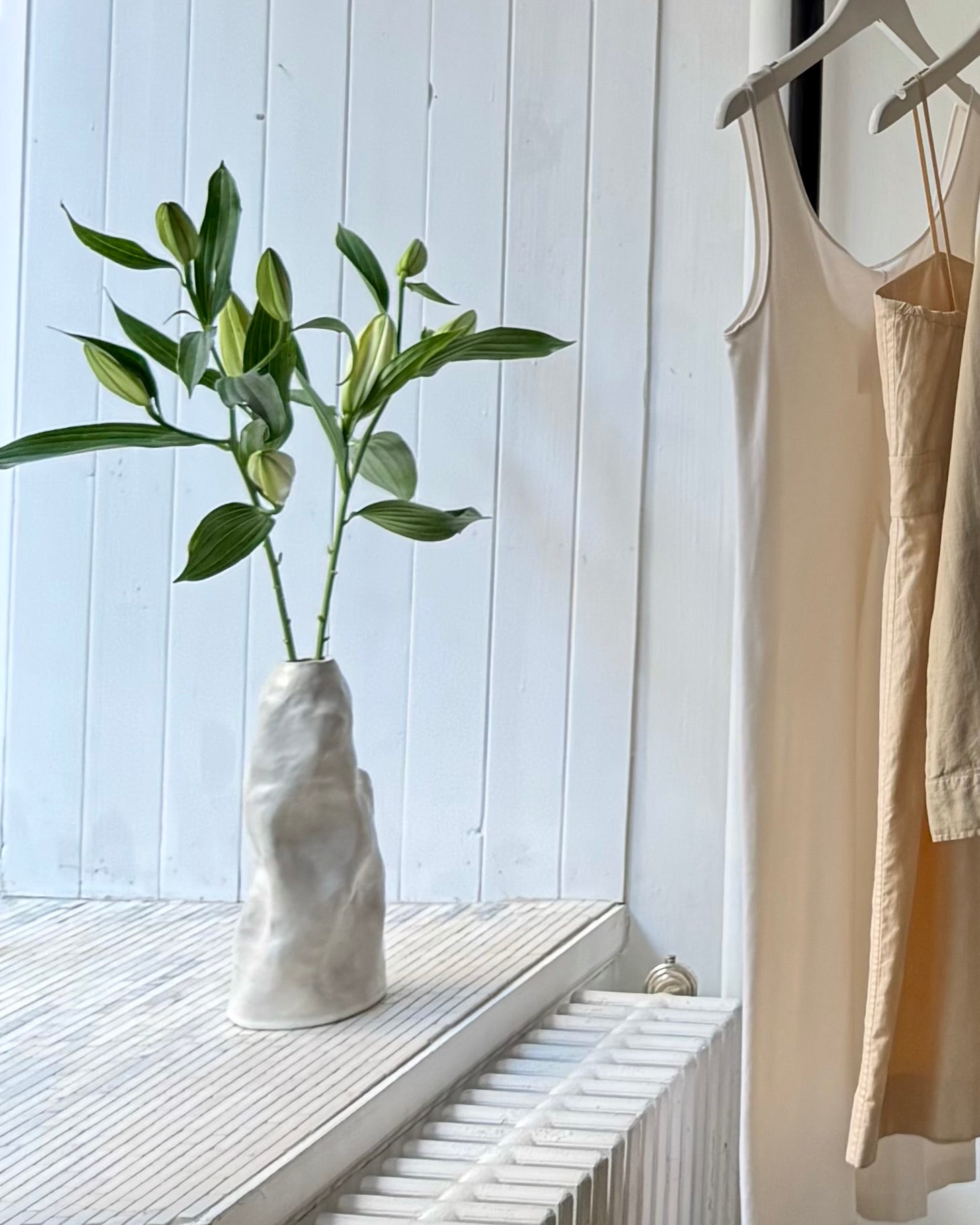 Tall Crinkle Stoneware Vase