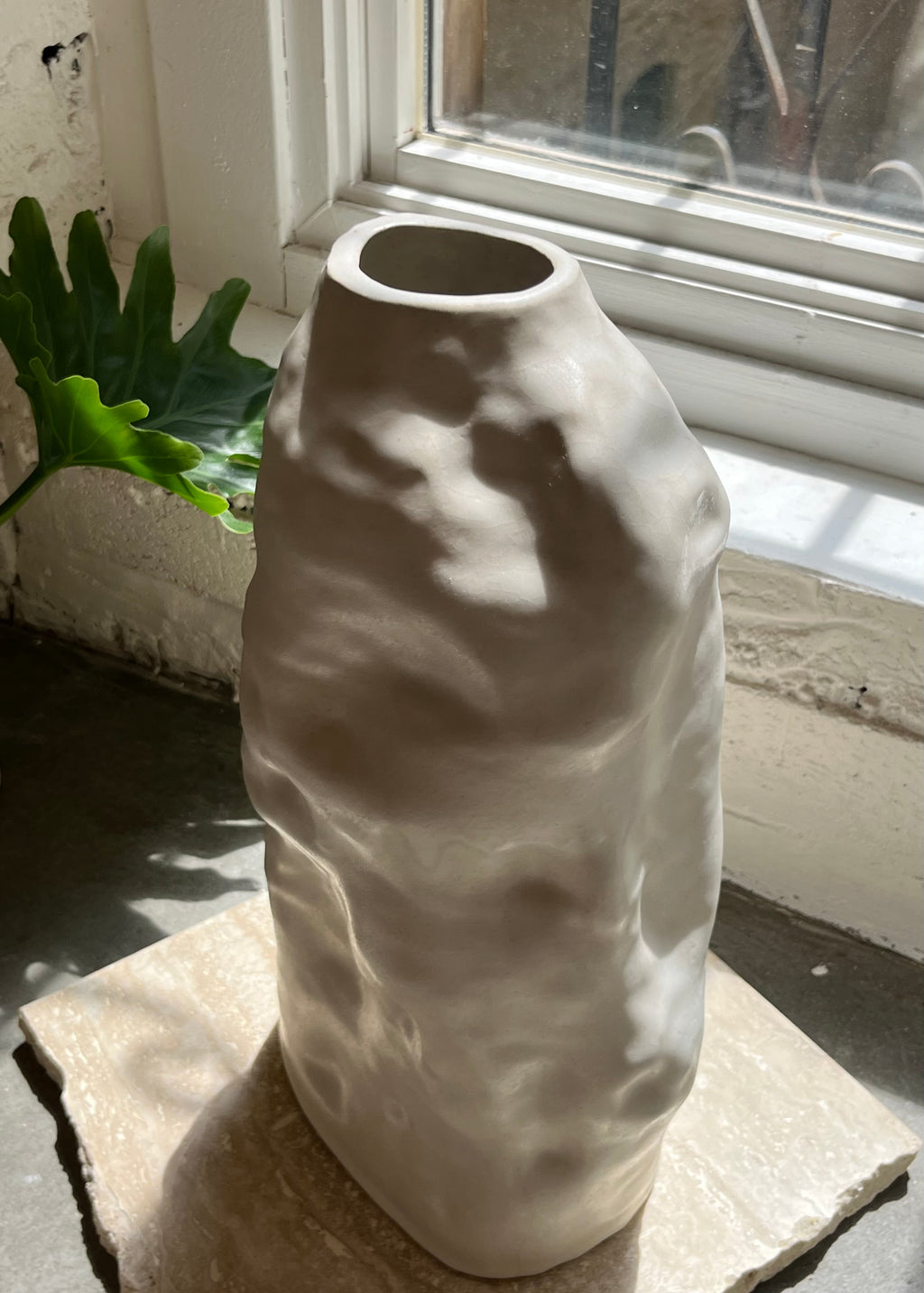 Tall Crinkle Stoneware Vase