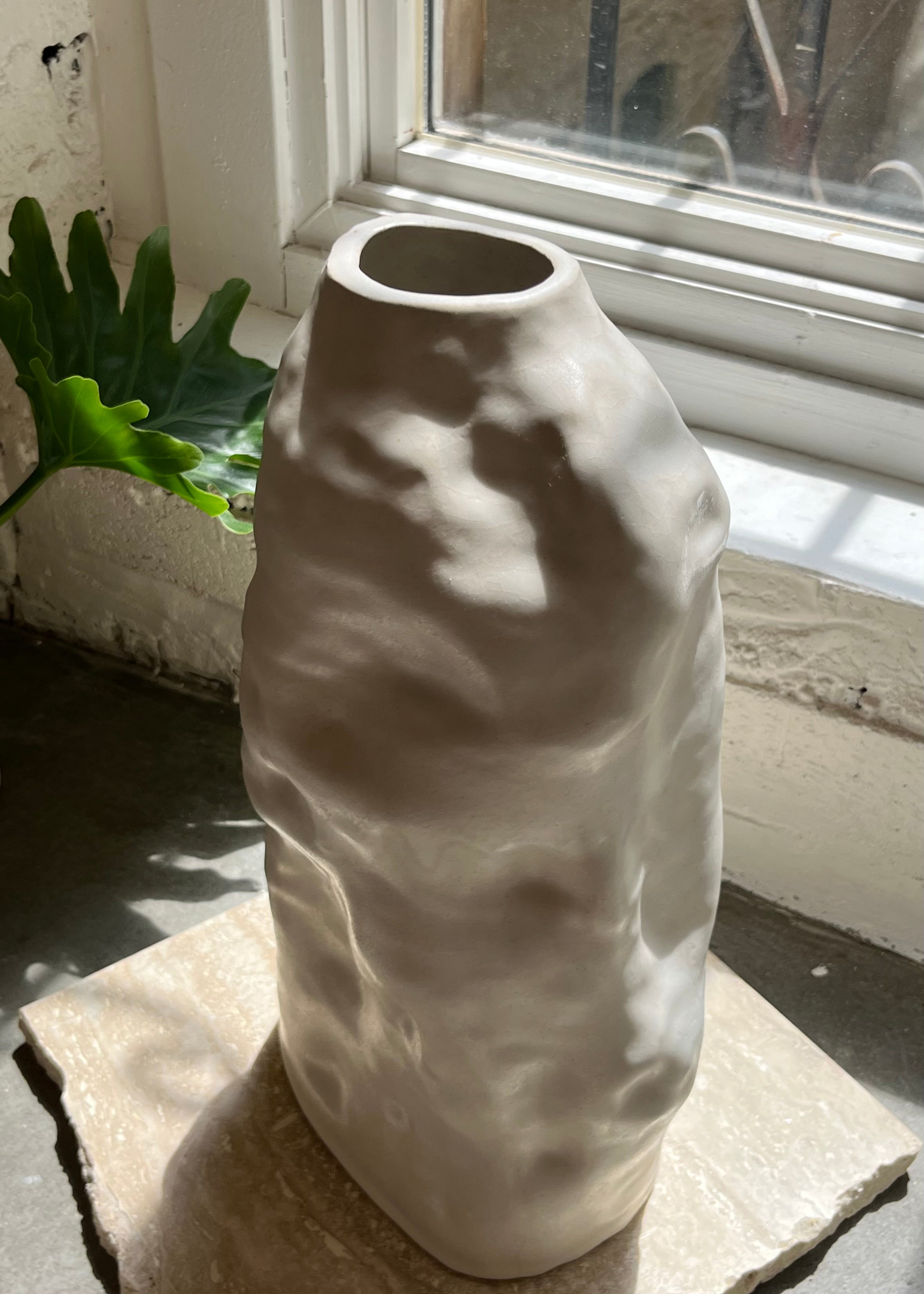 Tall Crinkle Stoneware Vase