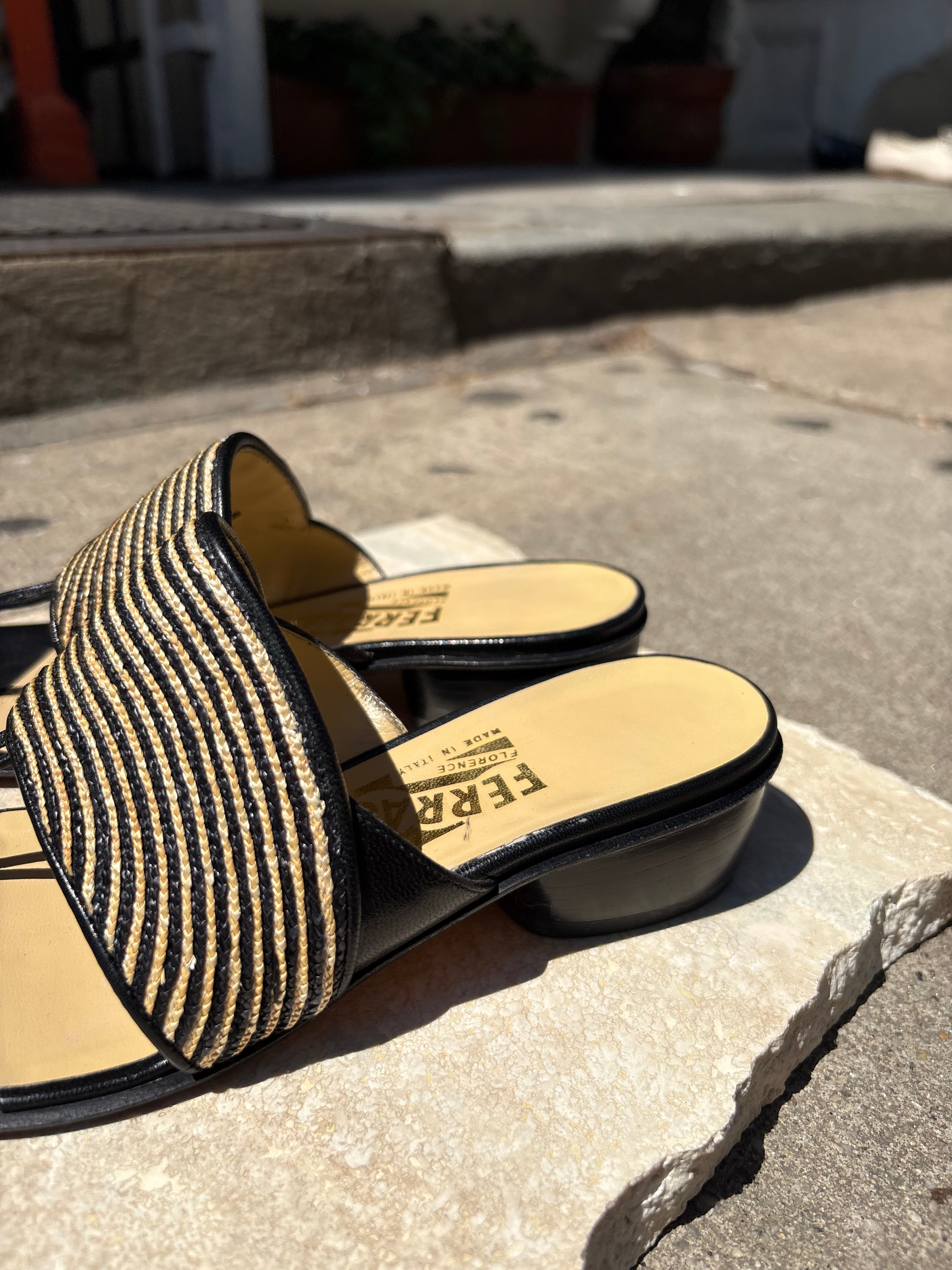 Salvatore Ferragamo Rafia Sandals