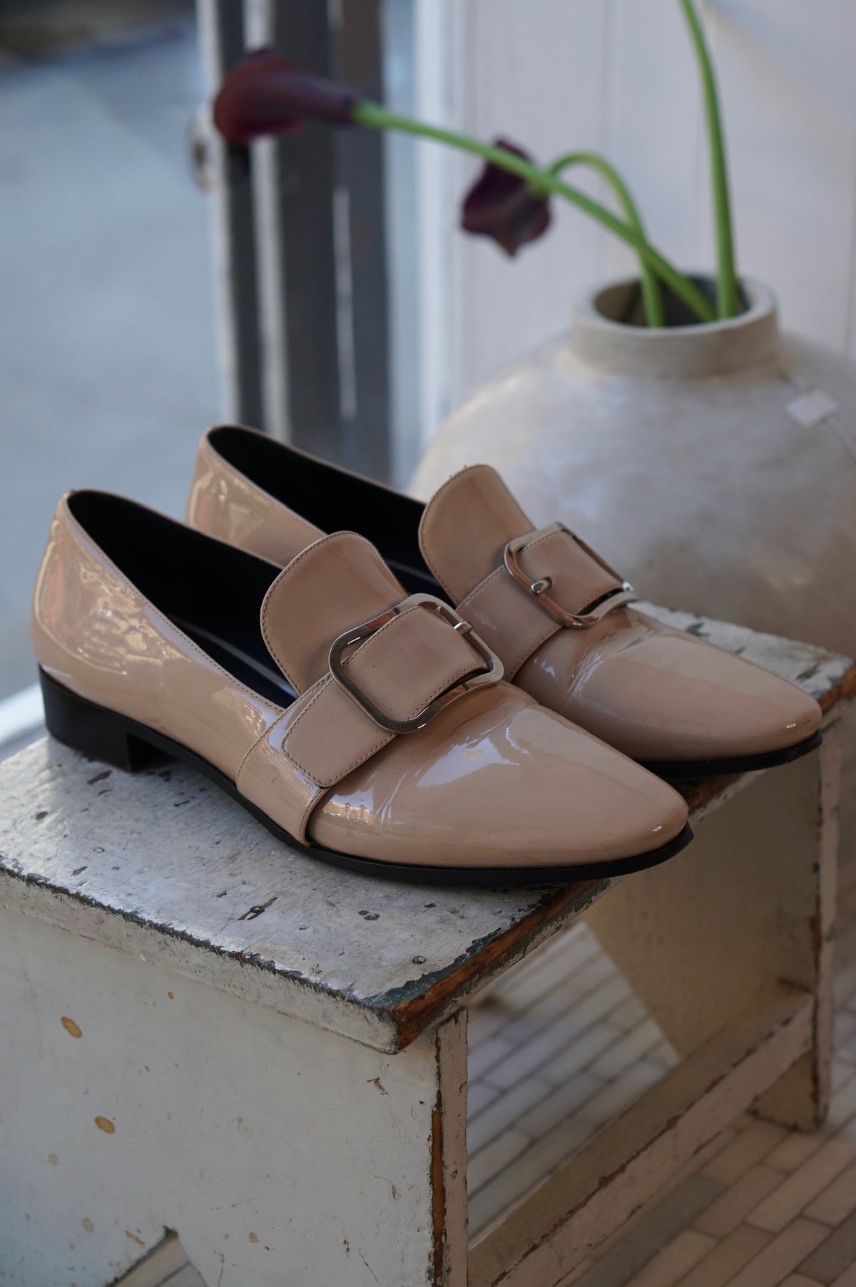 Prada Patent Leather Buckle Loafers