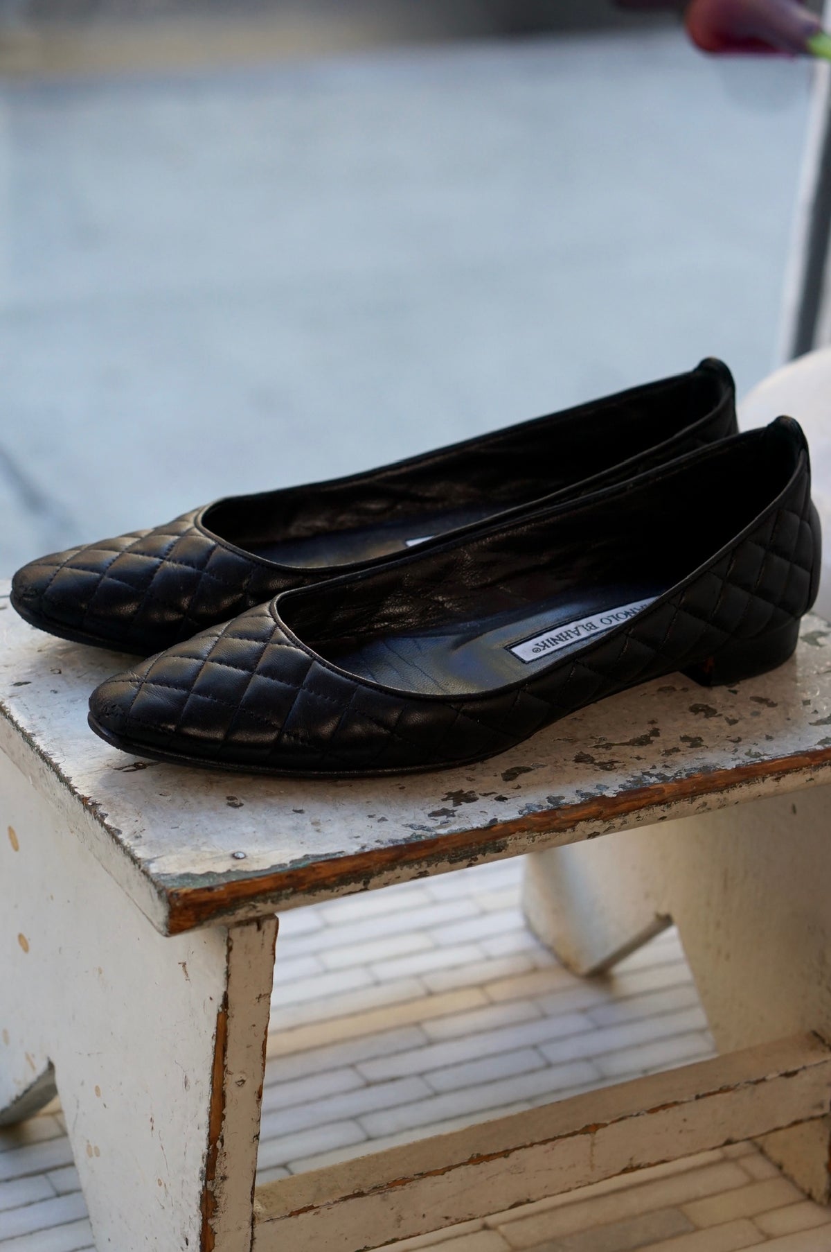 Manolo Blahnik Quilted Leather Flats