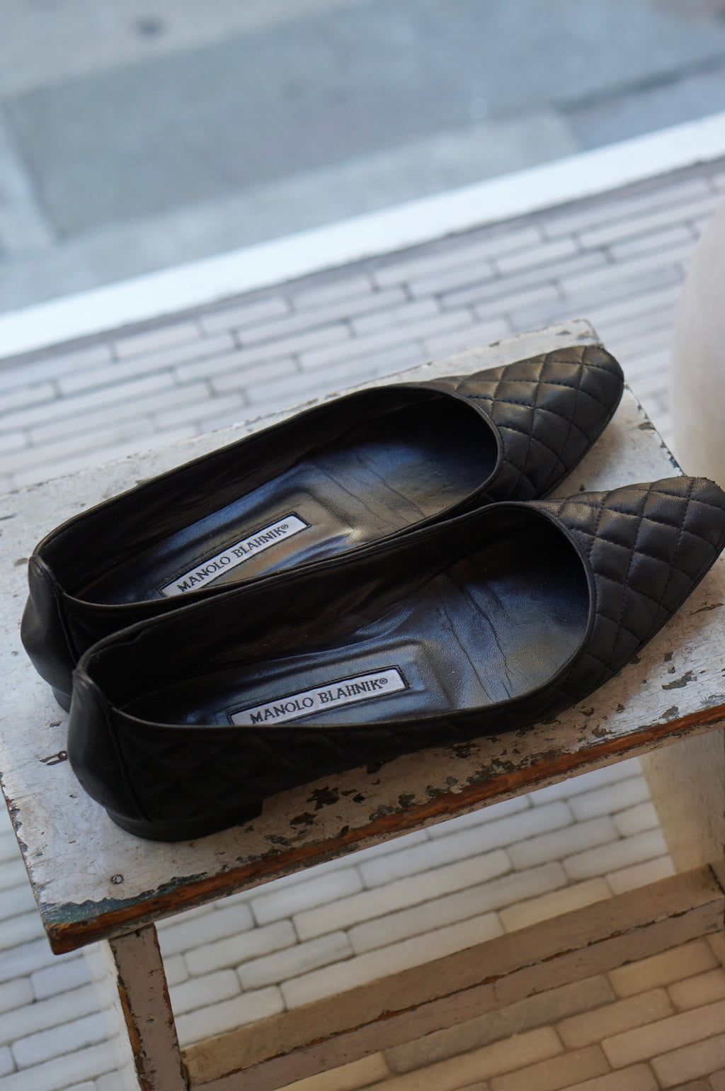 Manolo Blahnik Quilted Leather Flats