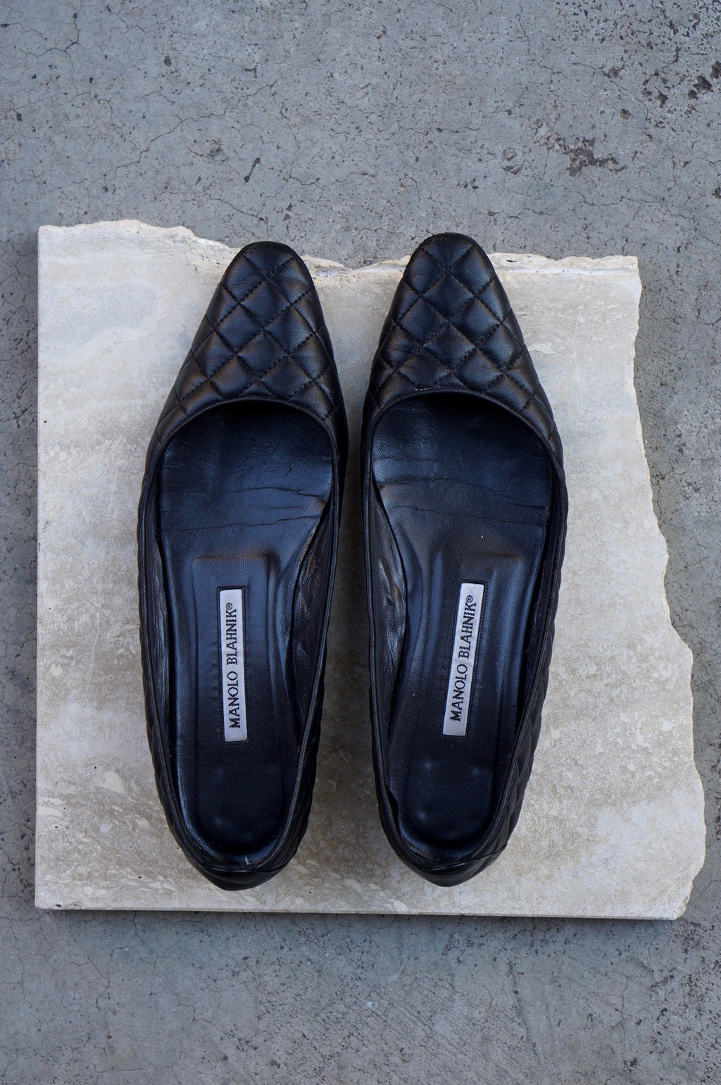 Manolo Blahnik Quilted Leather Flats