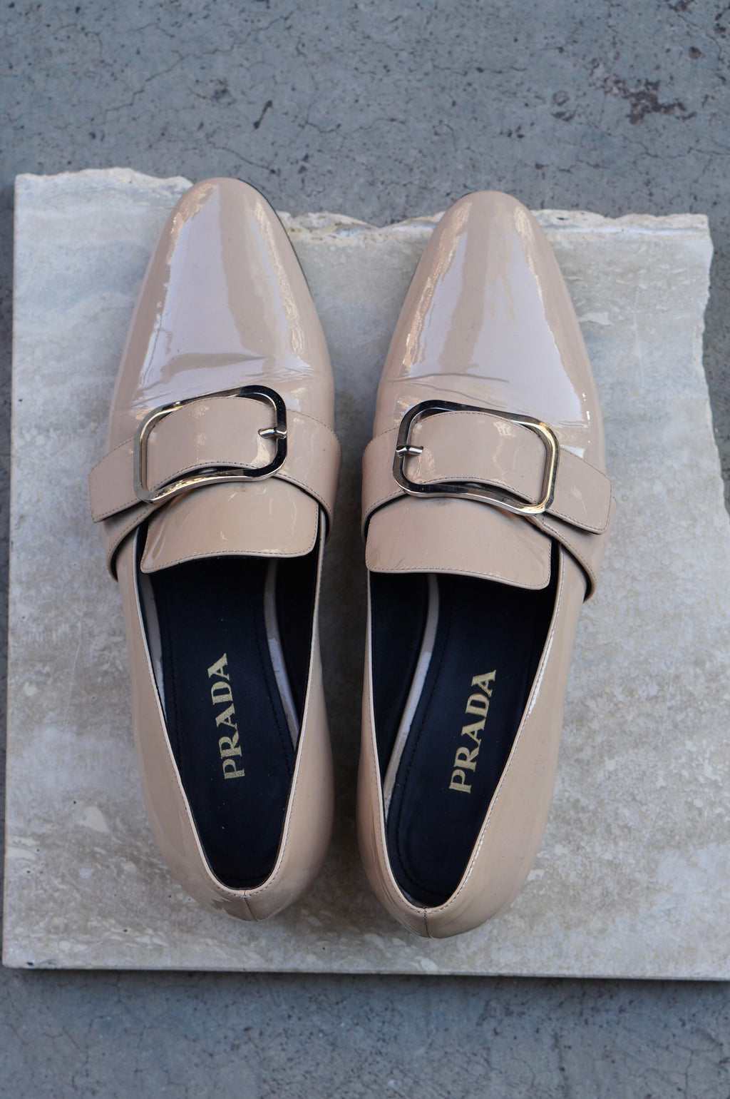 Prada Patent Leather Buckle Loafers