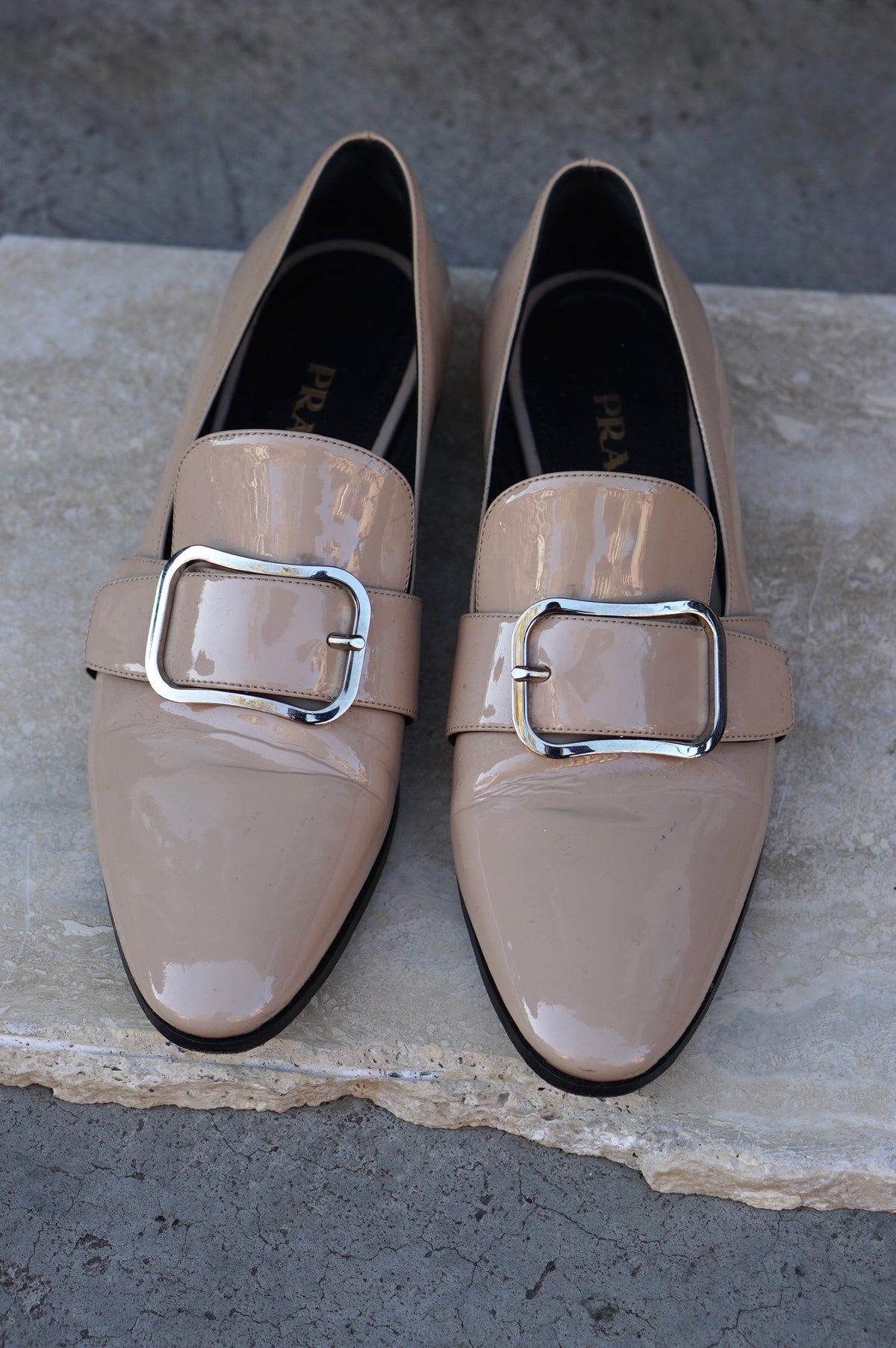 Prada Patent Leather Buckle Loafers