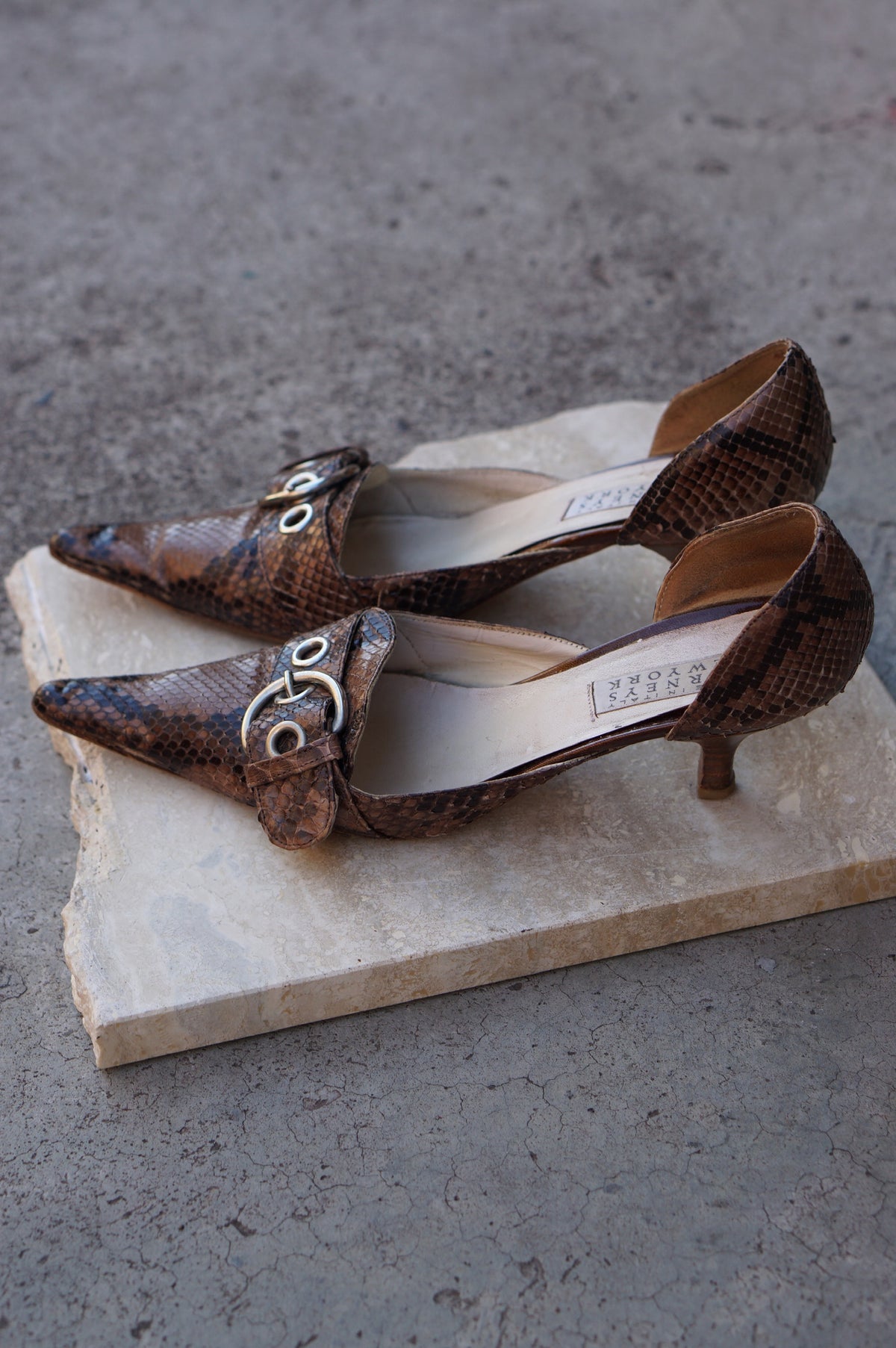 Barneys Snakeskin Kitten Heels