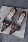 Barneys Snakeskin Kitten Heels