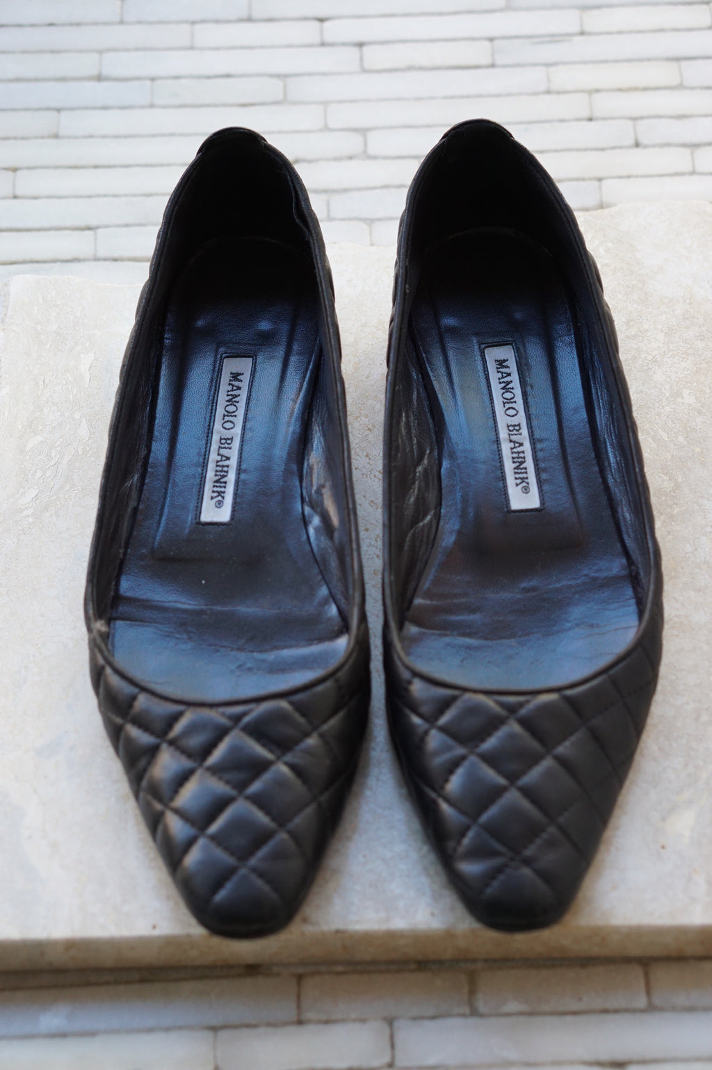 Manolo Blahnik Quilted Leather Flats