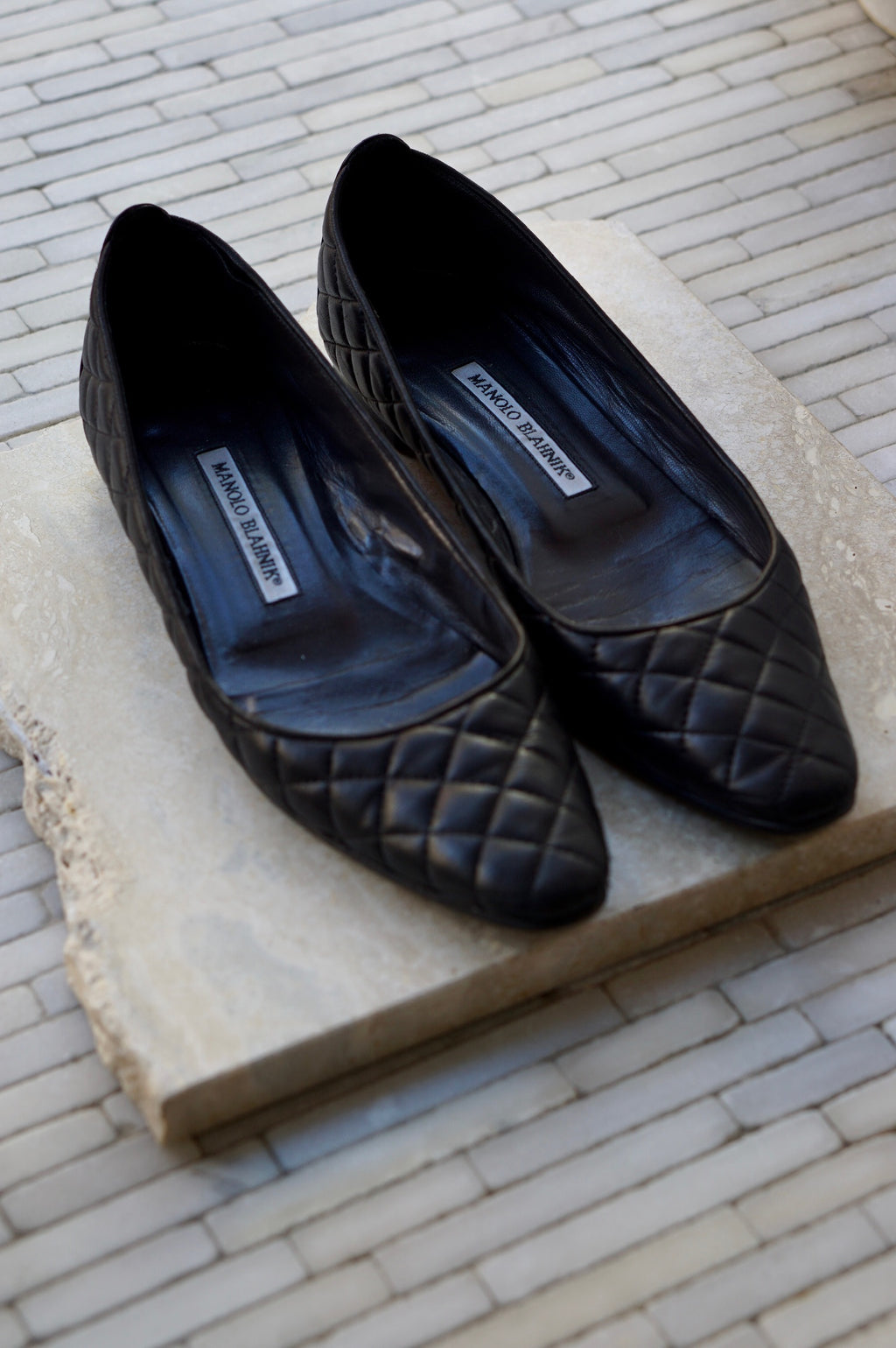 Manolo Blahnik Quilted Leather Flats