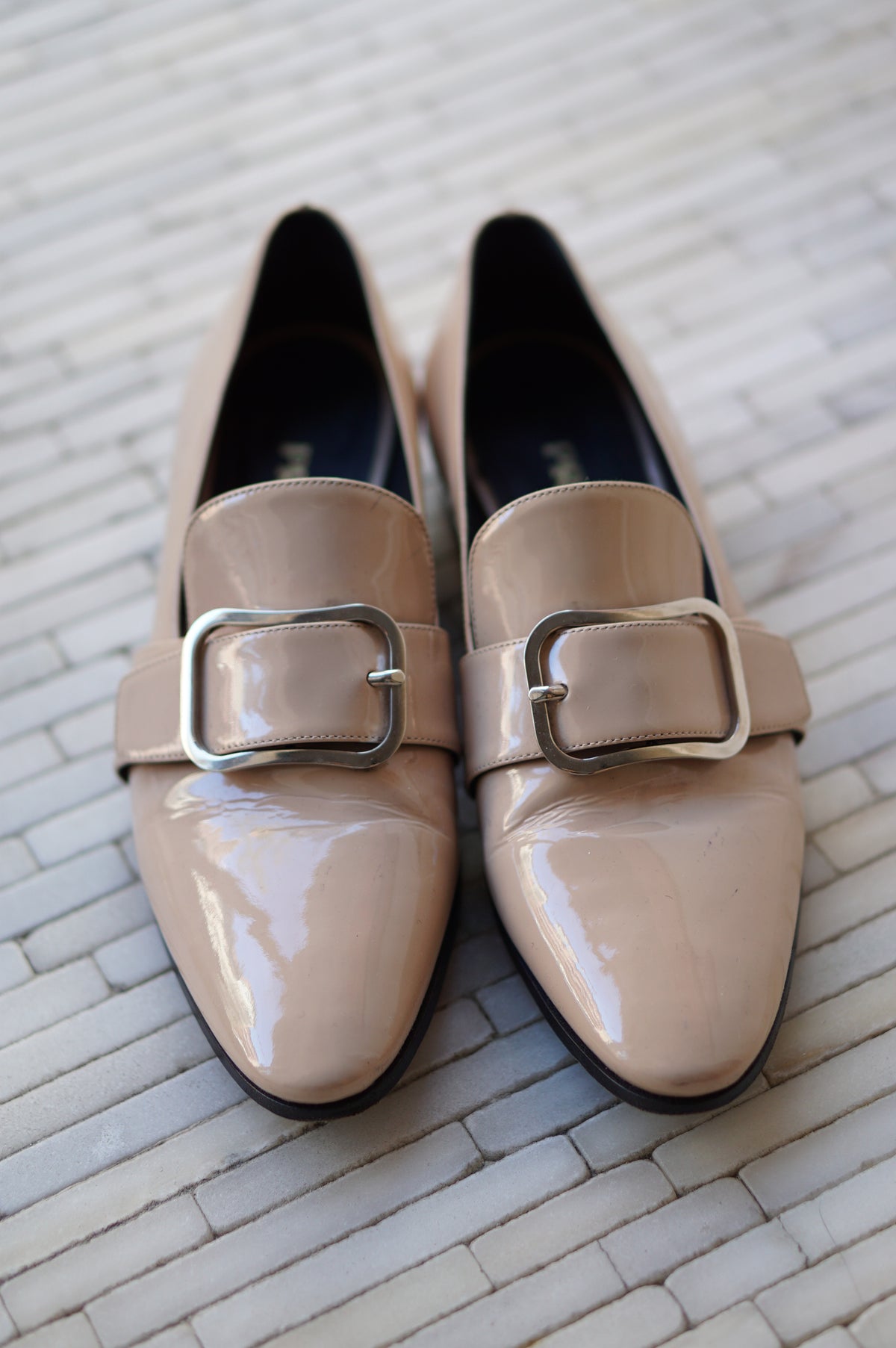 Prada Patent Leather Buckle Loafers
