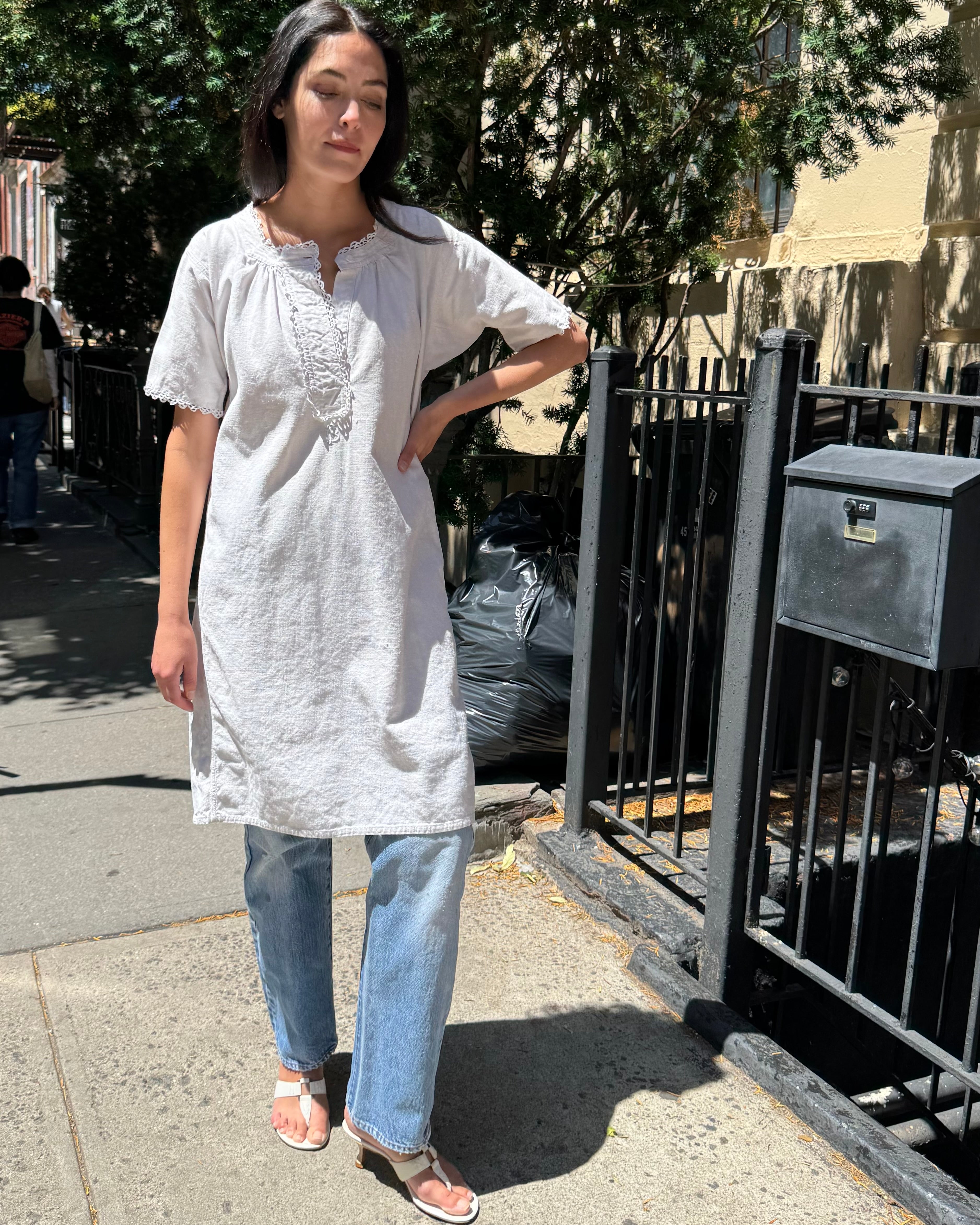 Vintage French Linen Early 1900s Dress