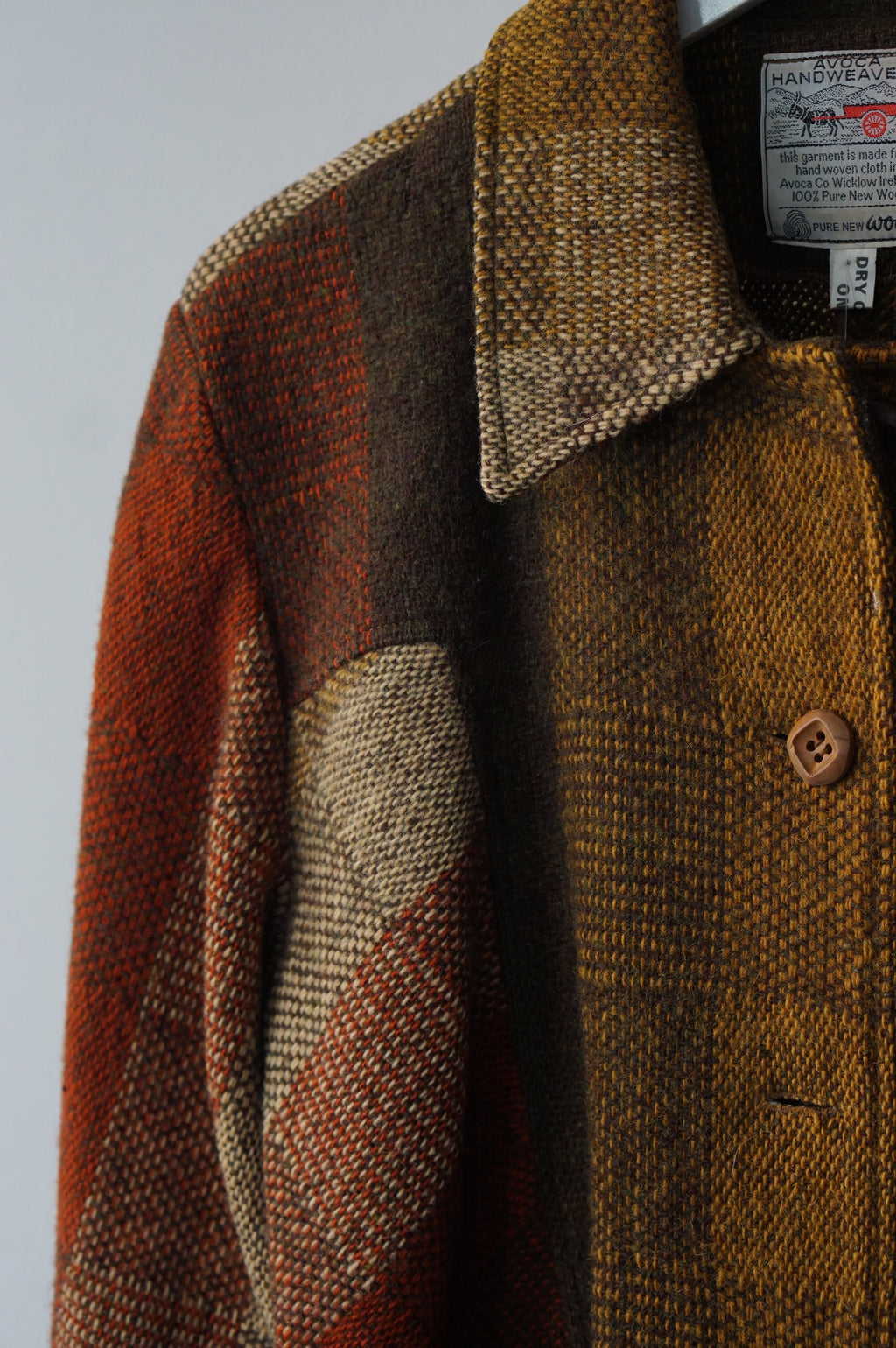 1970s Handwoven Plaid Wool Coat