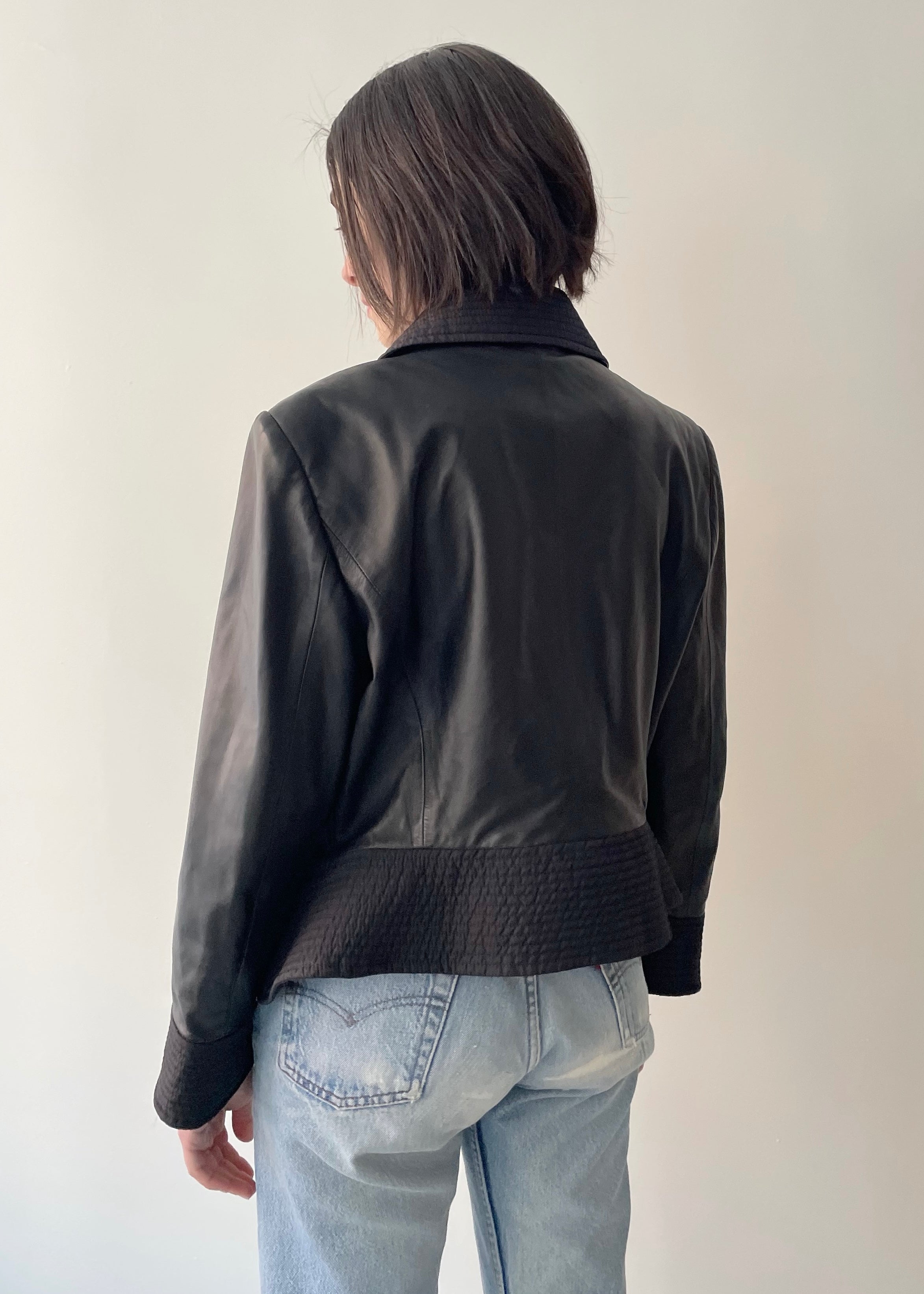 ジャケット・アウター vintage armani jeans lether jacket Armani Jeans Leather Jacket MA-1 Vintage Black Men's Size M
