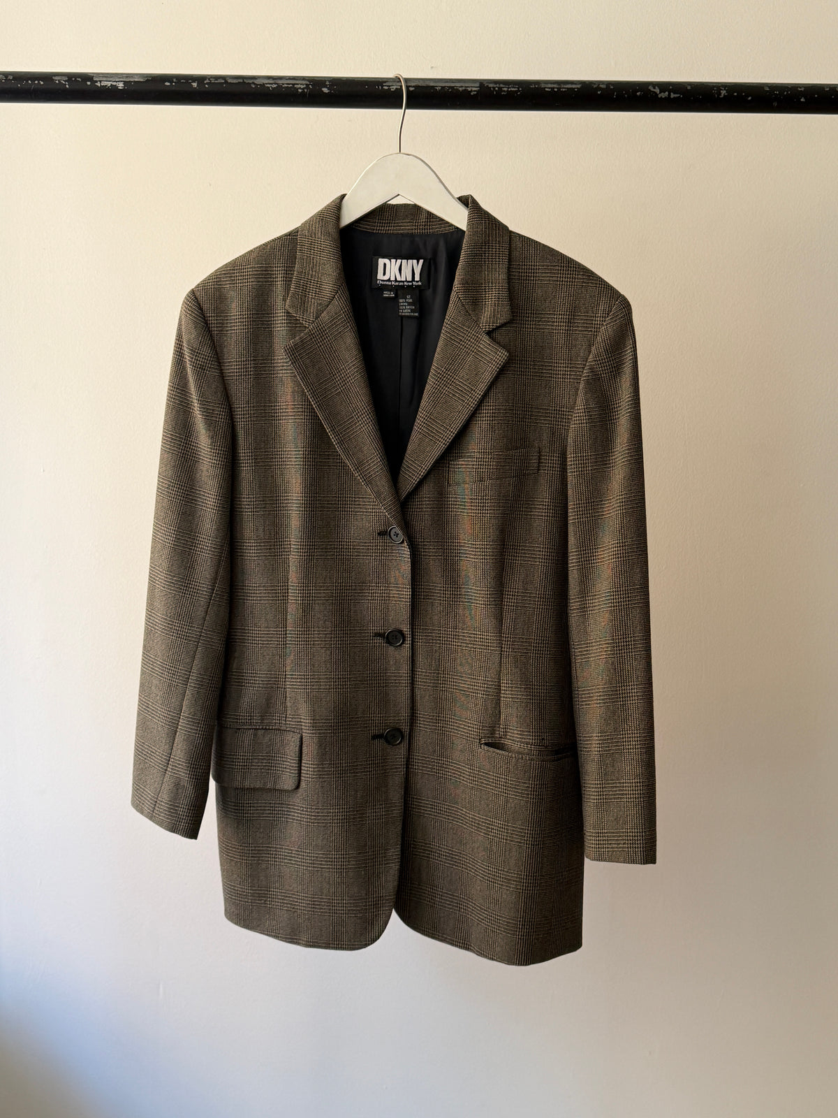 DKNY Plaid Wool Blazer