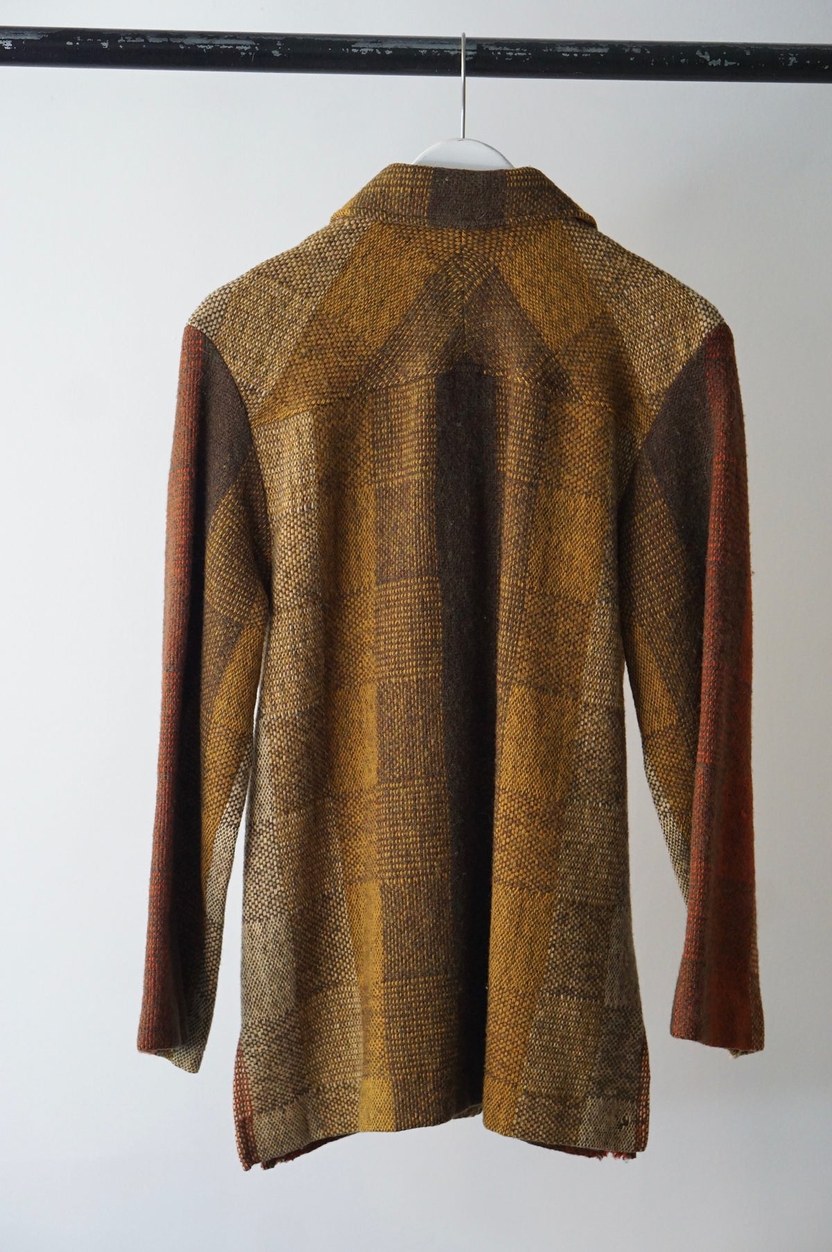 1970s Handwoven Plaid Wool Coat