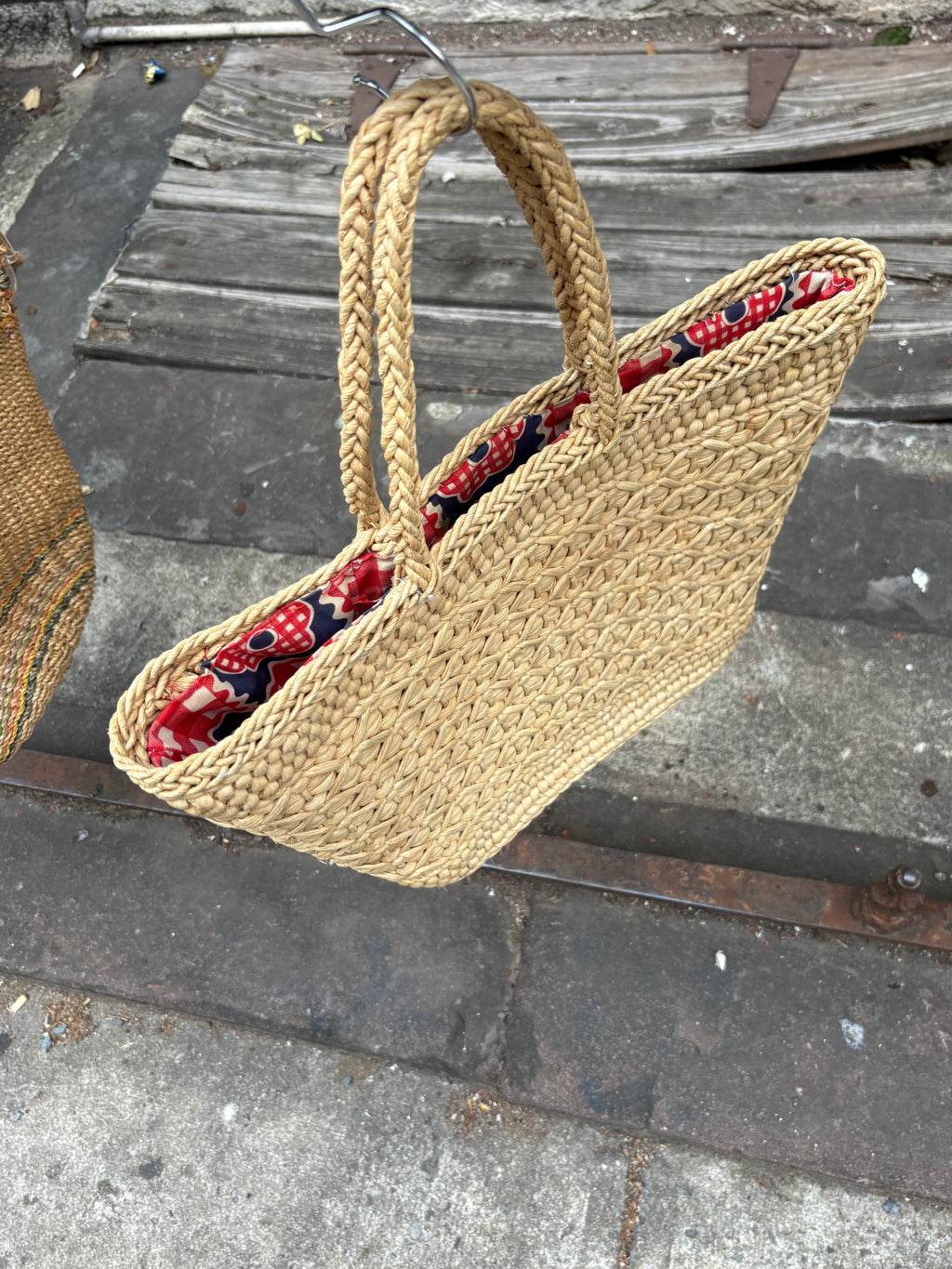 1970s Handwoven Basket Tote