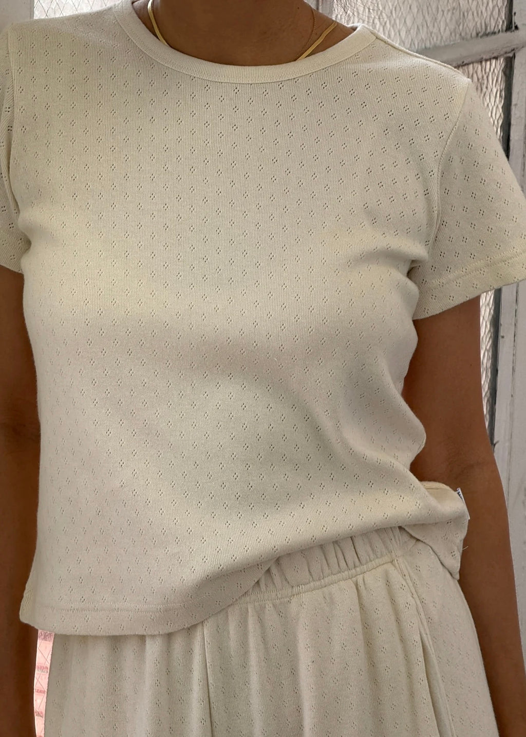Pointelle Babe Tee Natural