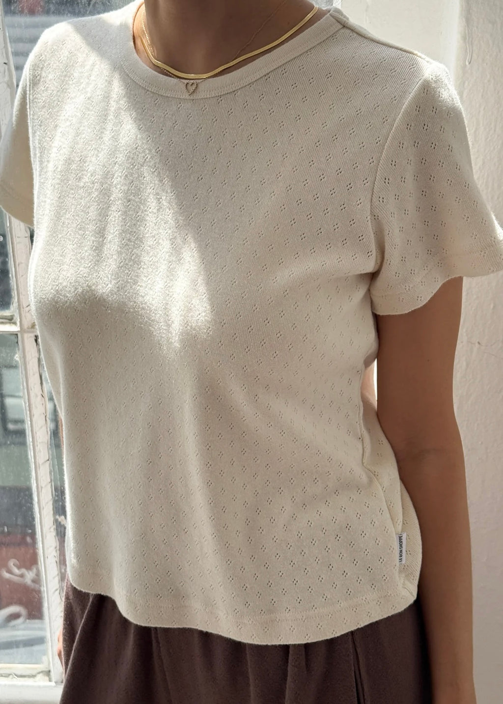 Pointelle Babe Tee Natural