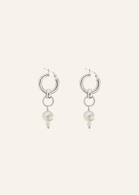 Pearl Drop Hoop Earrings