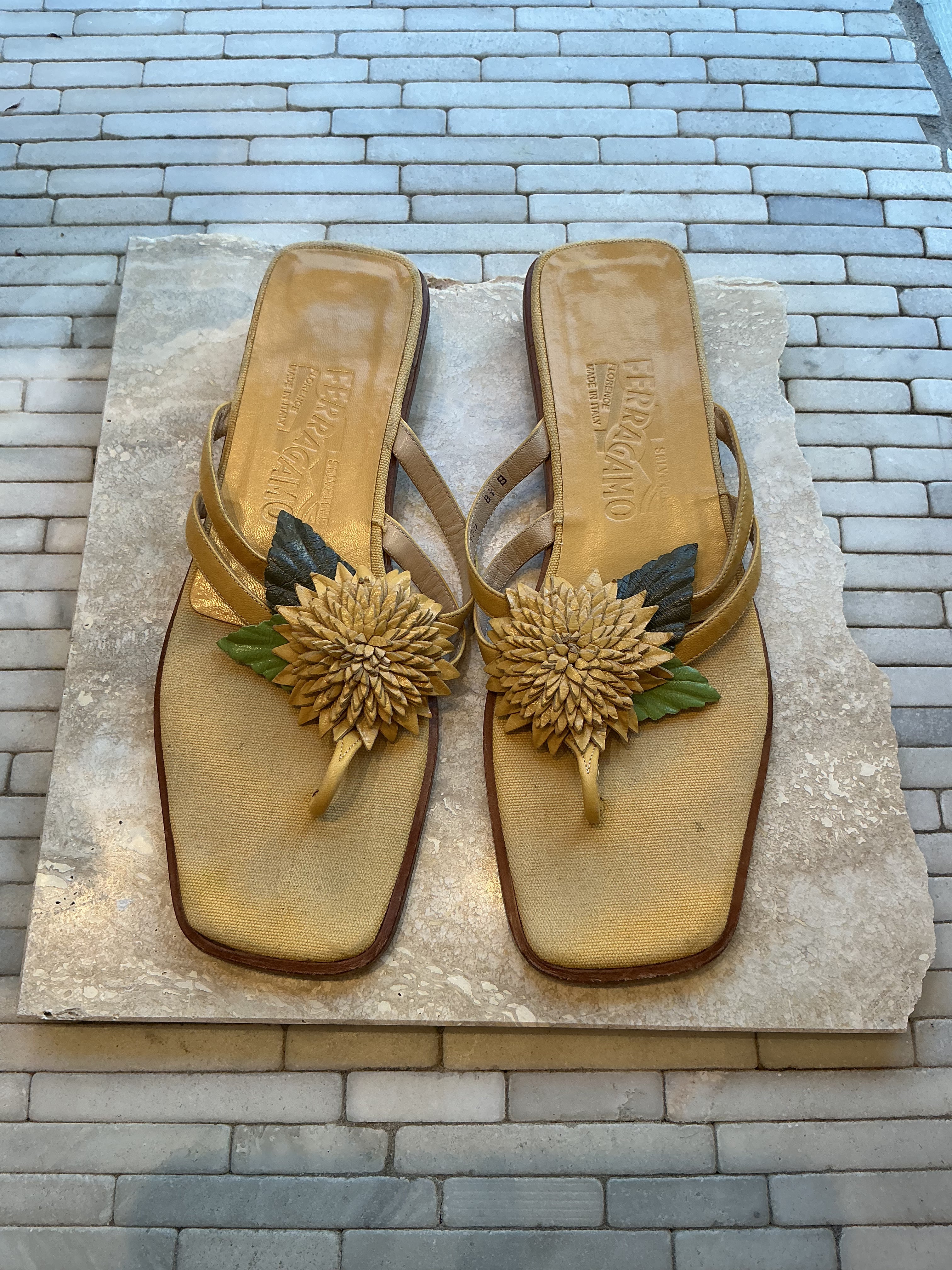 Vintage Ferragamo Flower Sandals