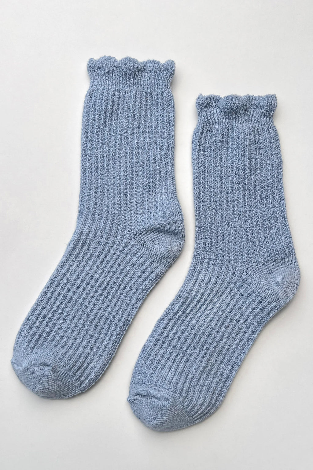 Le Bon Shoppe Linen Scallop Socks Pale Blue