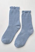 Le Bon Shoppe Linen Scallop Socks Pale Blue