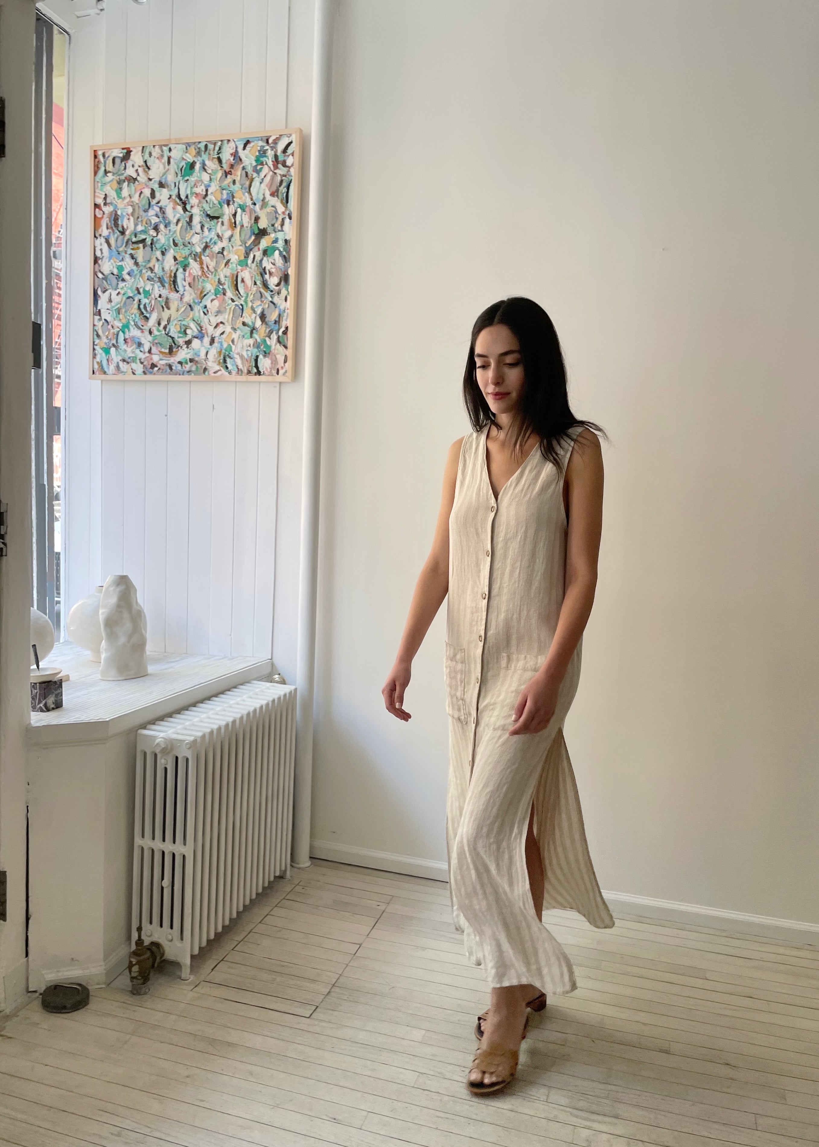Vintage Linen Tank Vest Dress